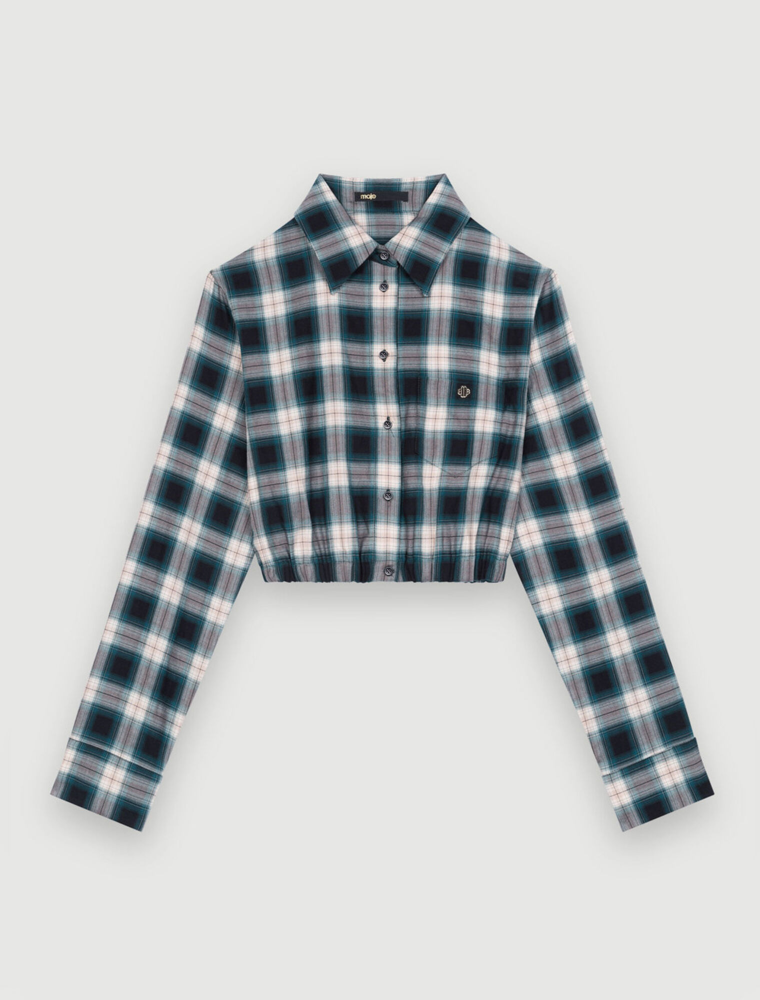 Cotton check cropped shirt