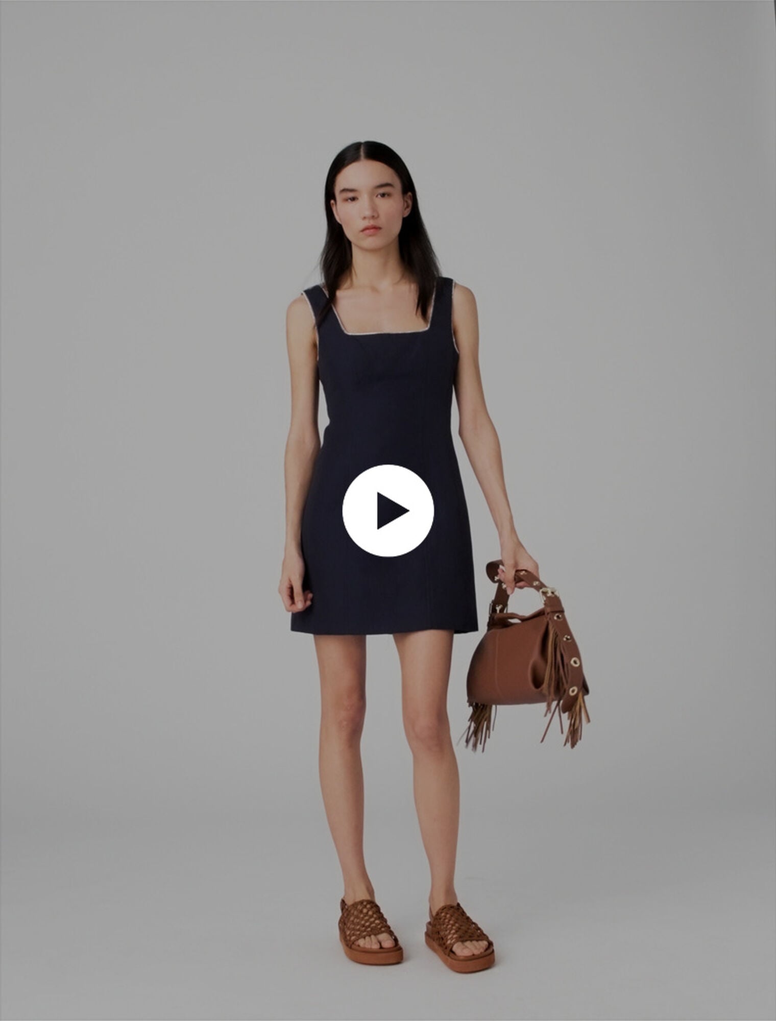 Short linen-blend dress
