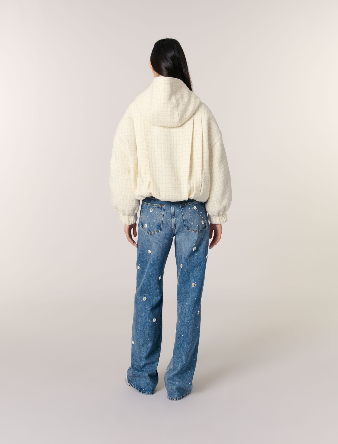 Tweed down jacket White For Women | Maje