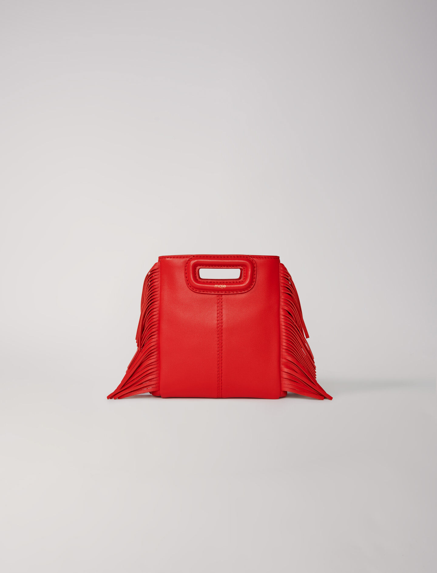 Leather mini M bag with chain Red For Women | Maje