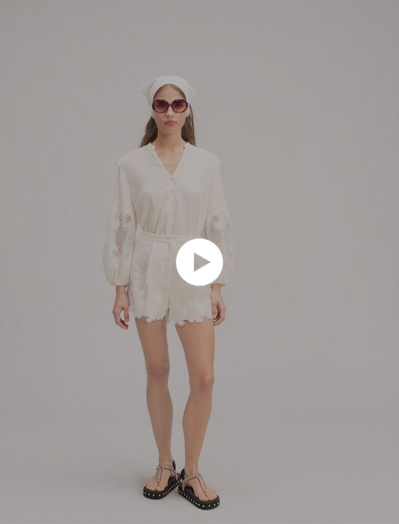 Embroidered floral shorts White For Women | Maje