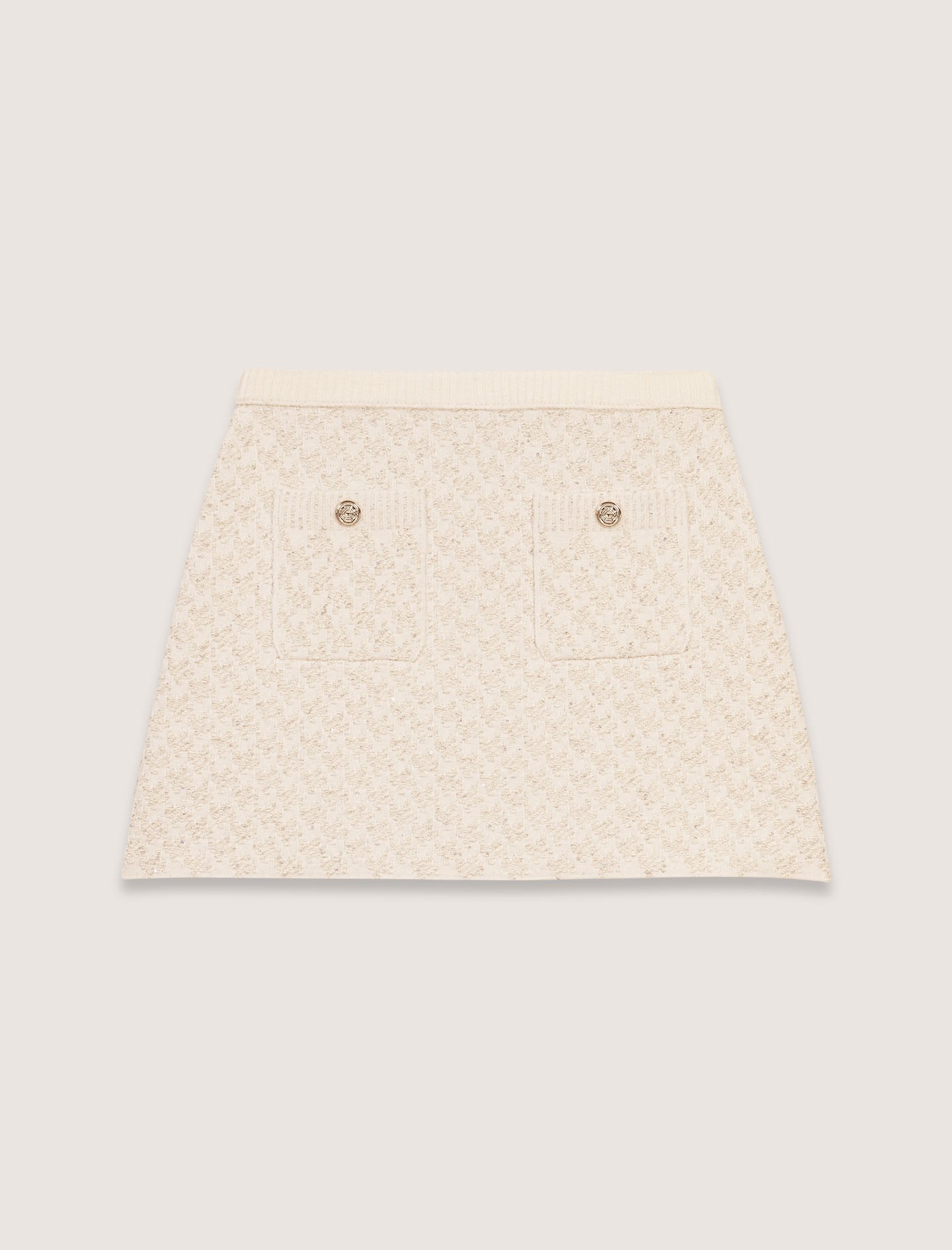 Tweed-effect knitted skirt White For Women | Maje