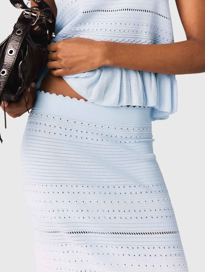 Long ruffled knit skirt