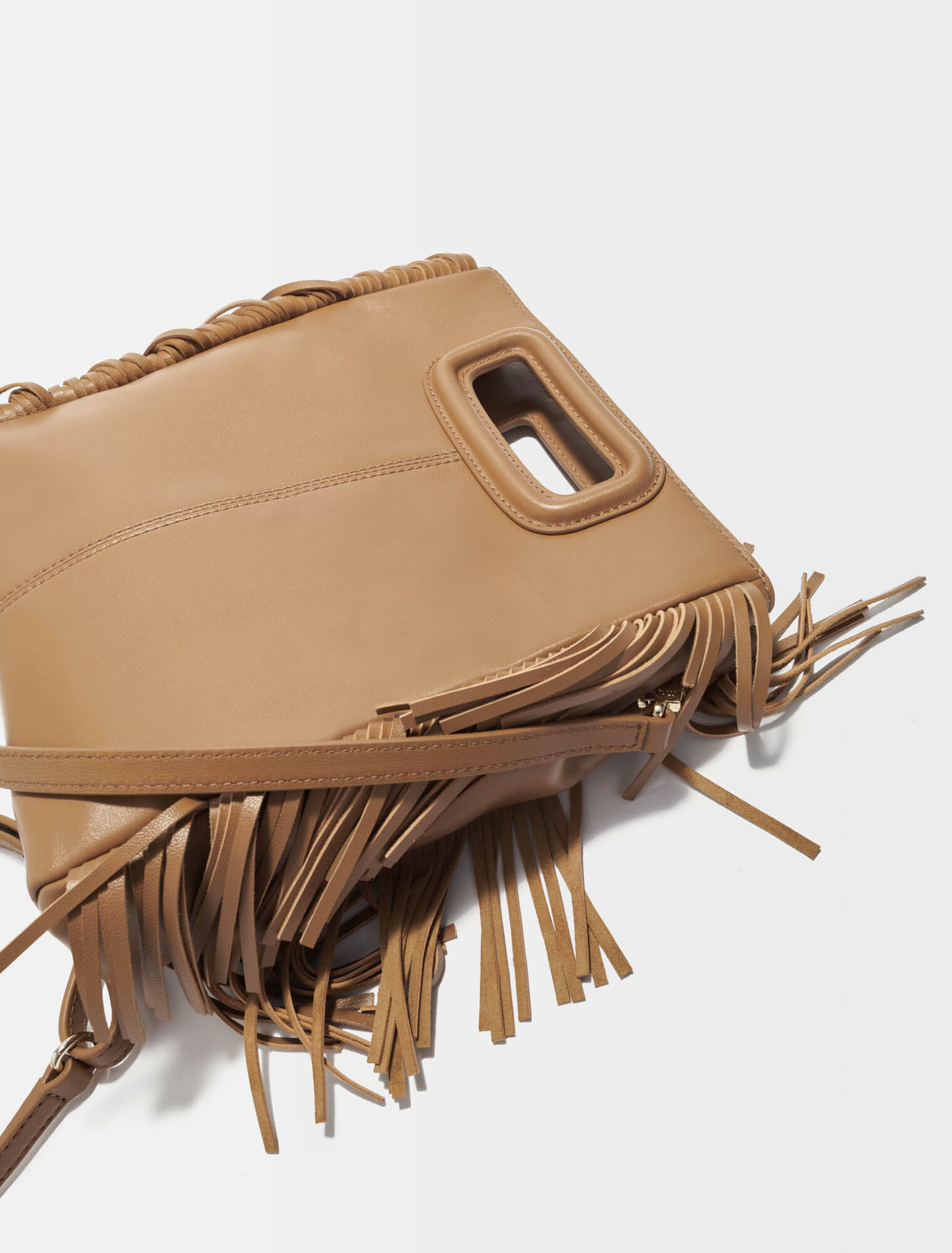 Smooth leather M bag with fringing