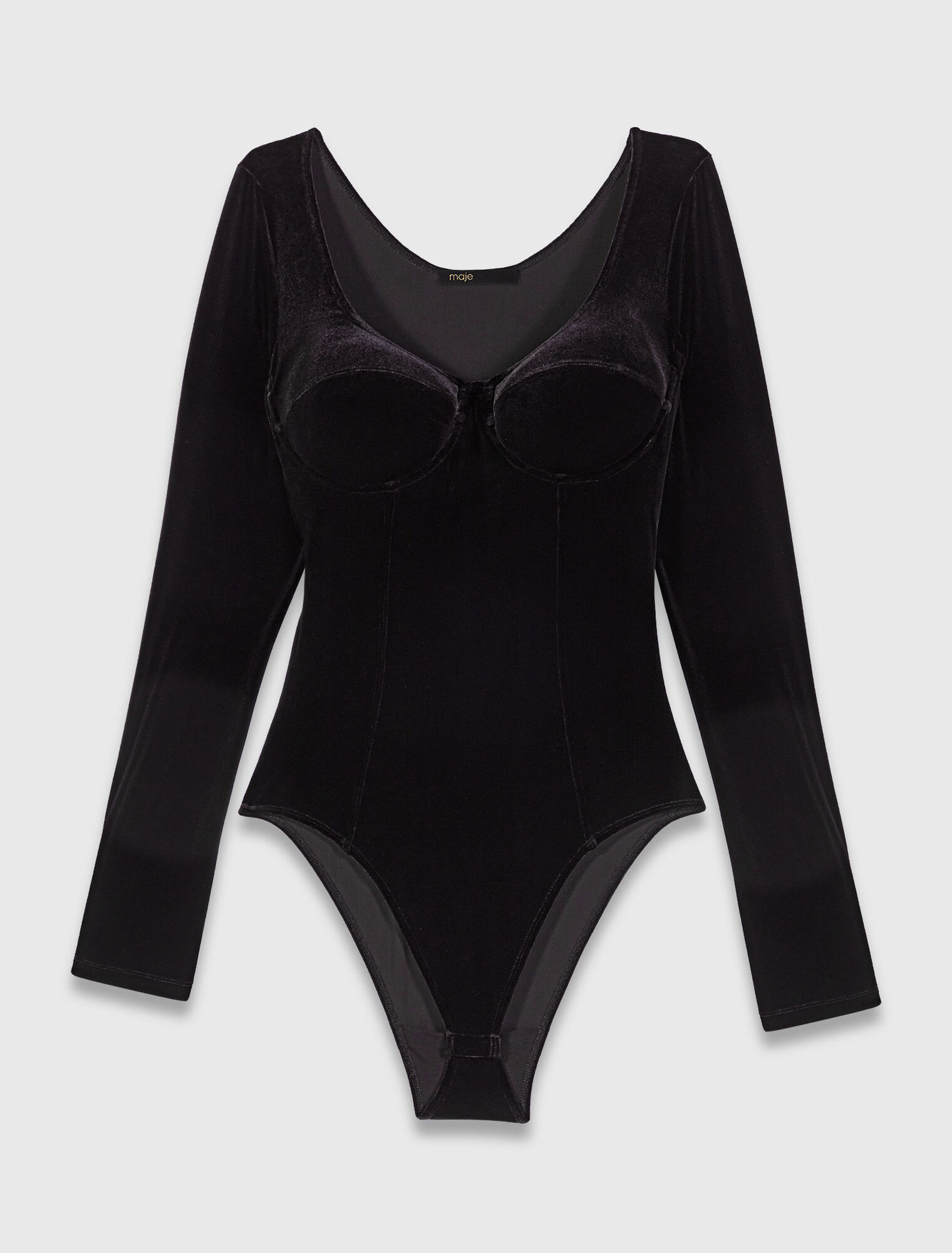 Velvet and corset detail bodysuit