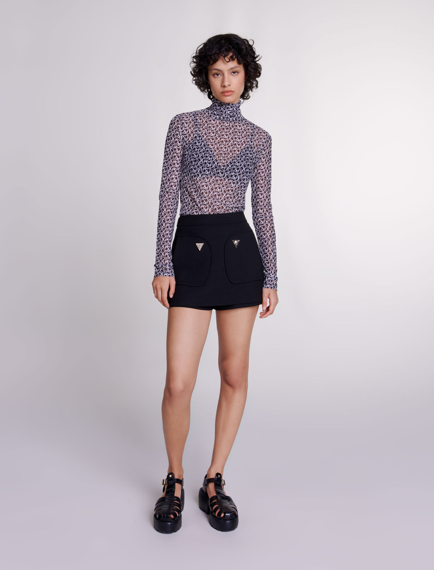 Semi-sheer patterned top
