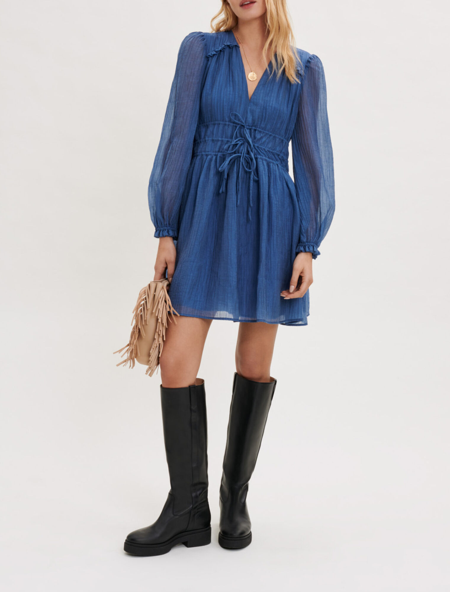 Voile dress with fitted waist