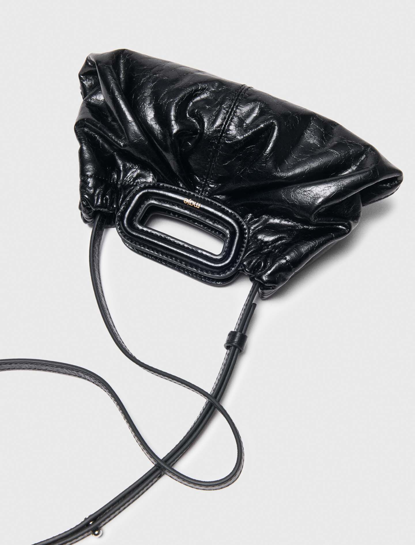 Crackled leather mini clutch Black / Gray For Women | Maje