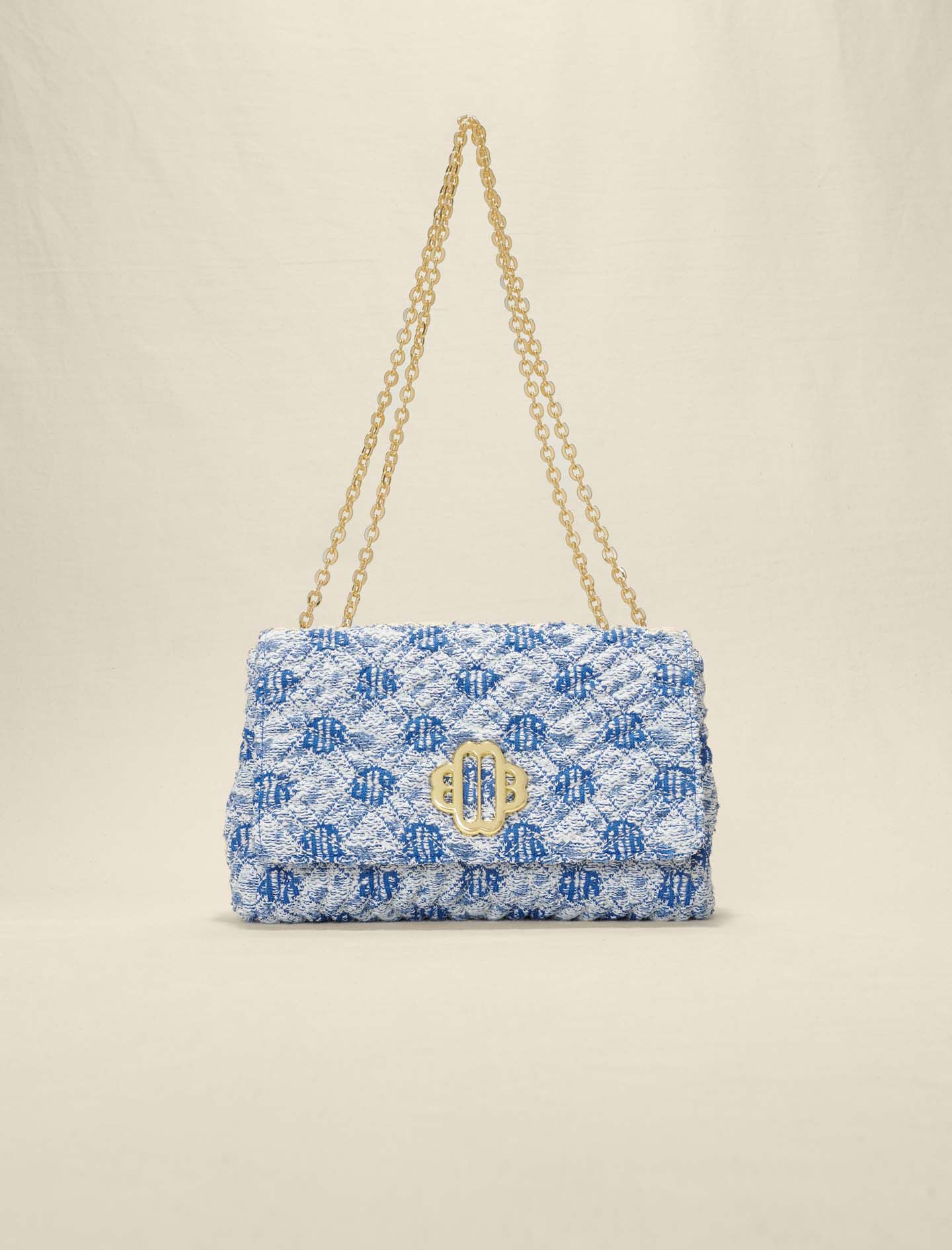 Embroidered tweed bag