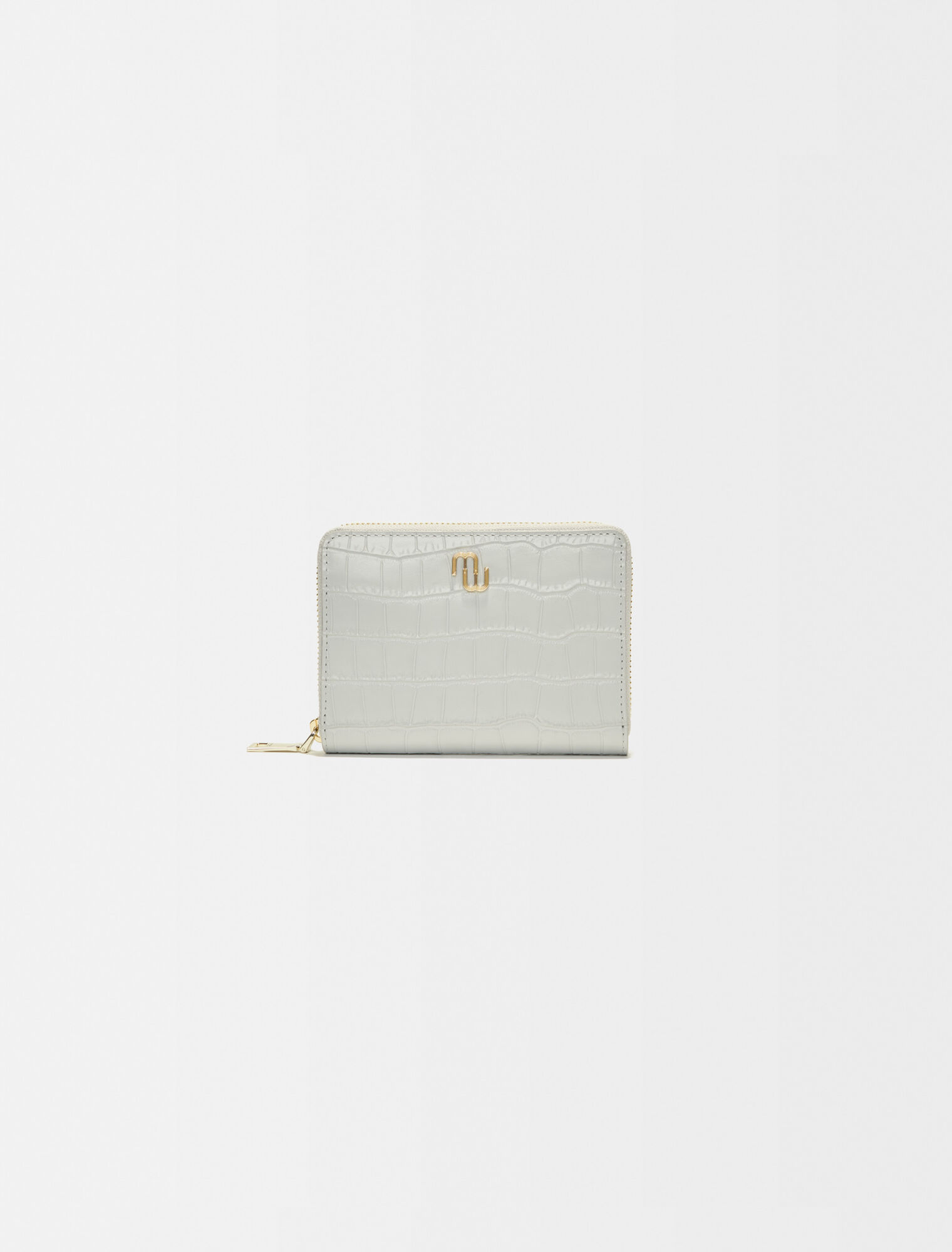 Croc-effect embossed leather wallet