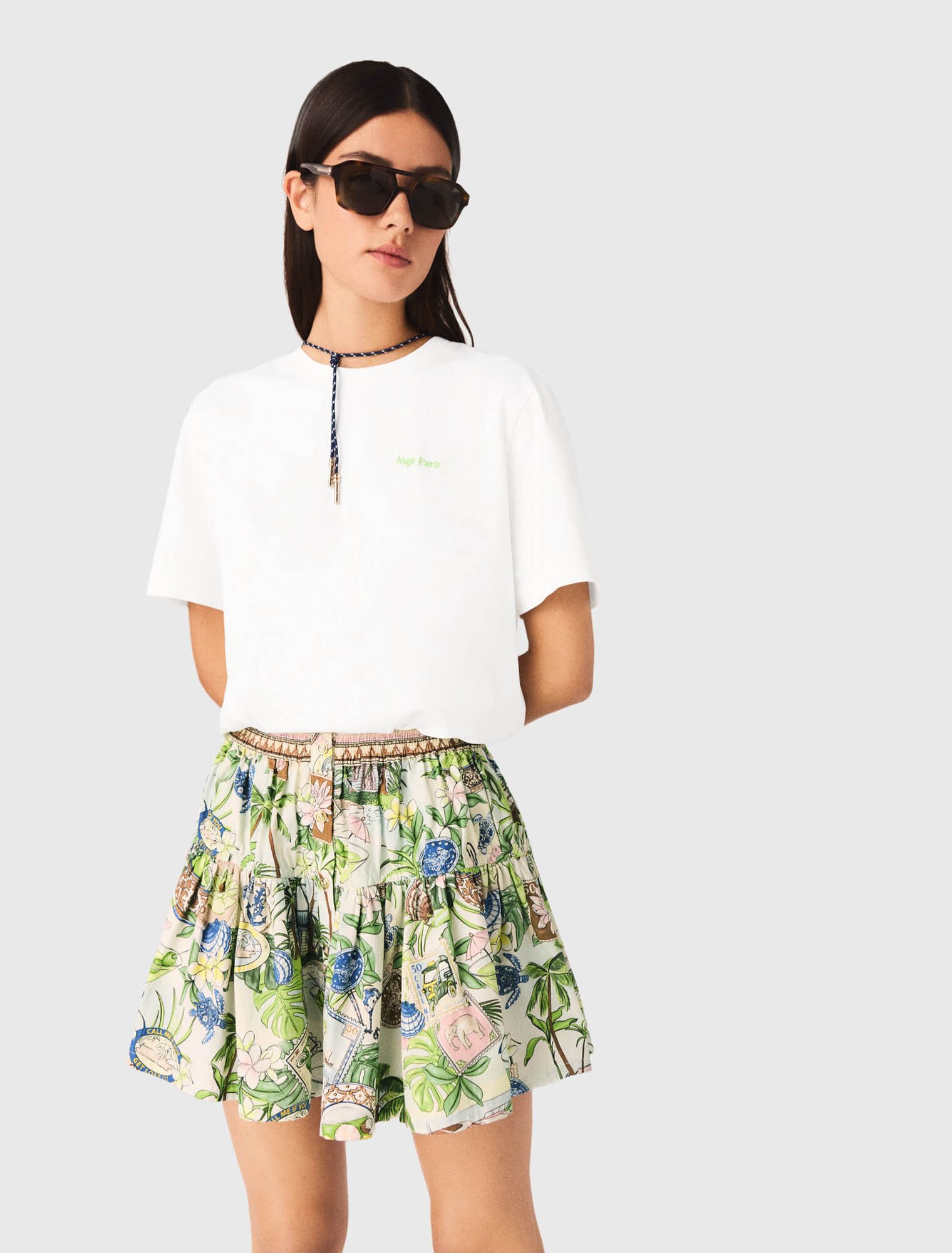 Printed ruffled skirt