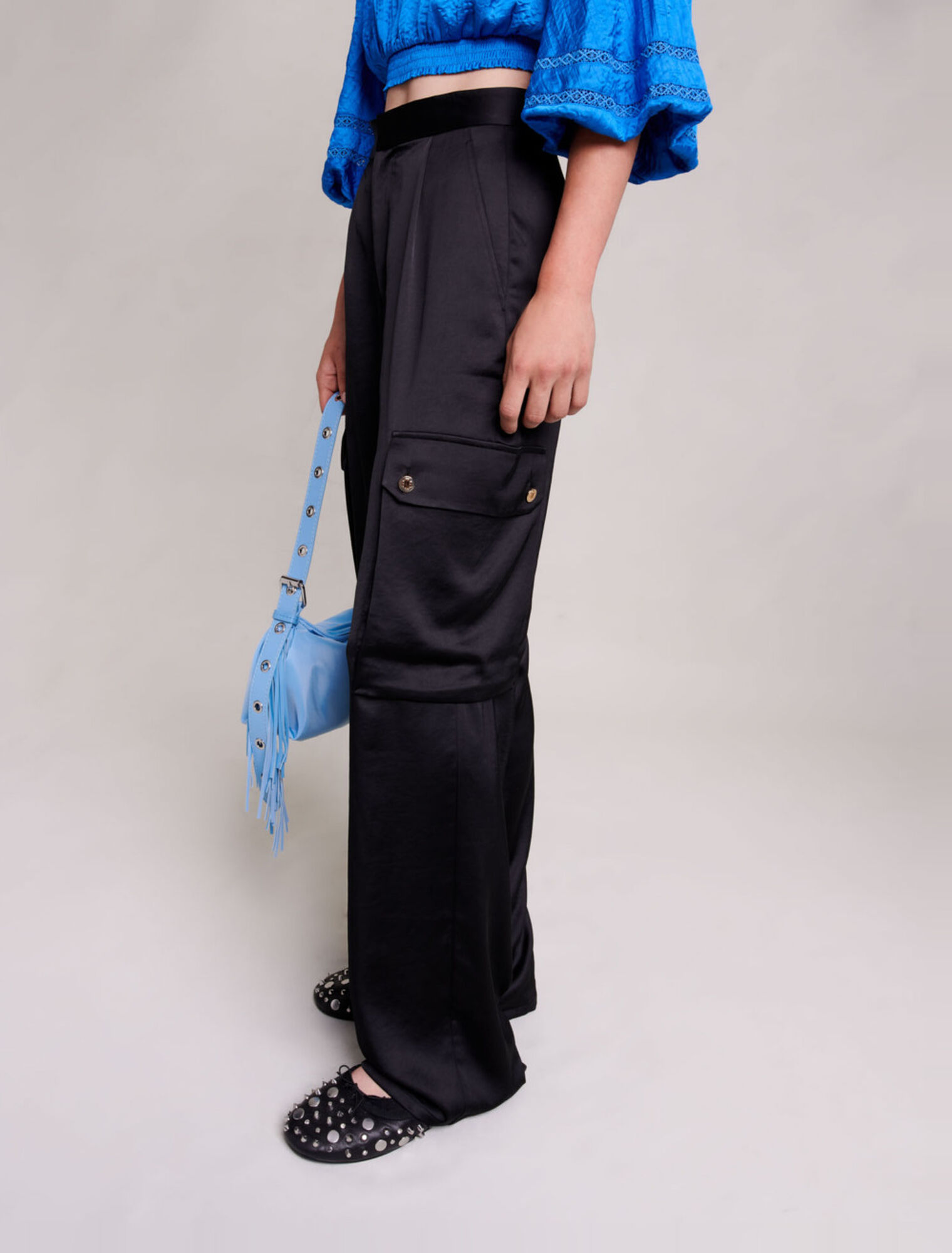 Satiny cargo trousers