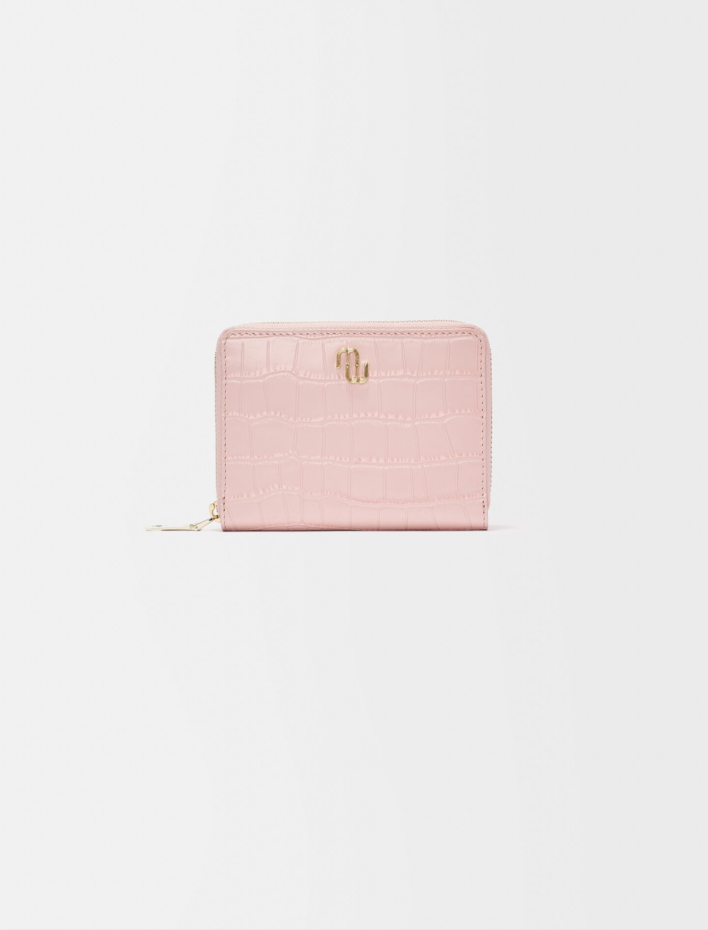Croc-effect embossed leather wallet
