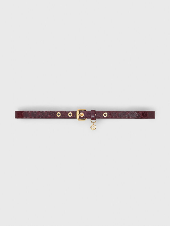 Slim leather belt with eyelets