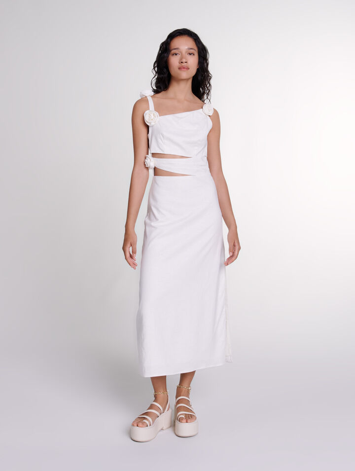 Openwork linen maxi dress