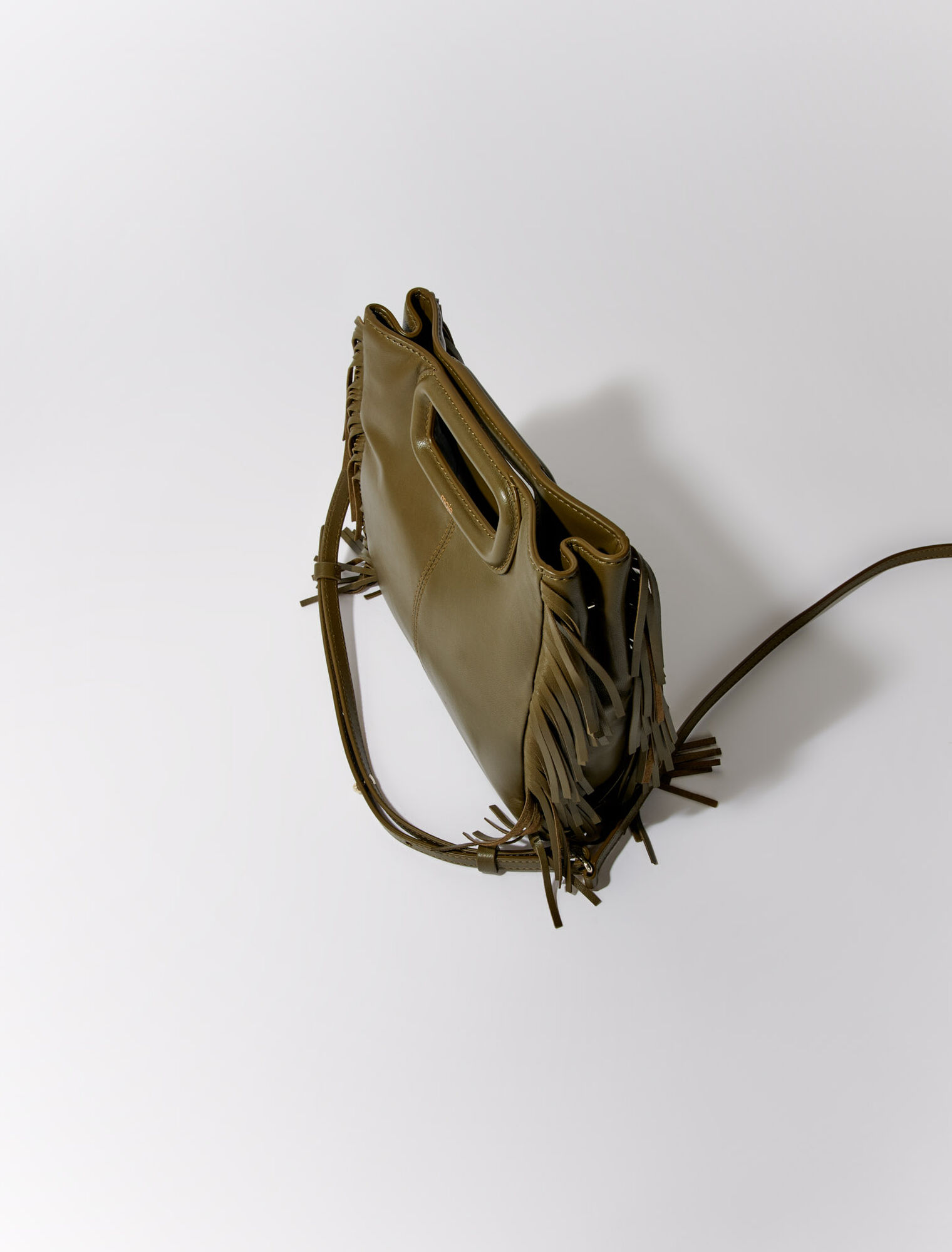 Smooth leather M bag with fringing