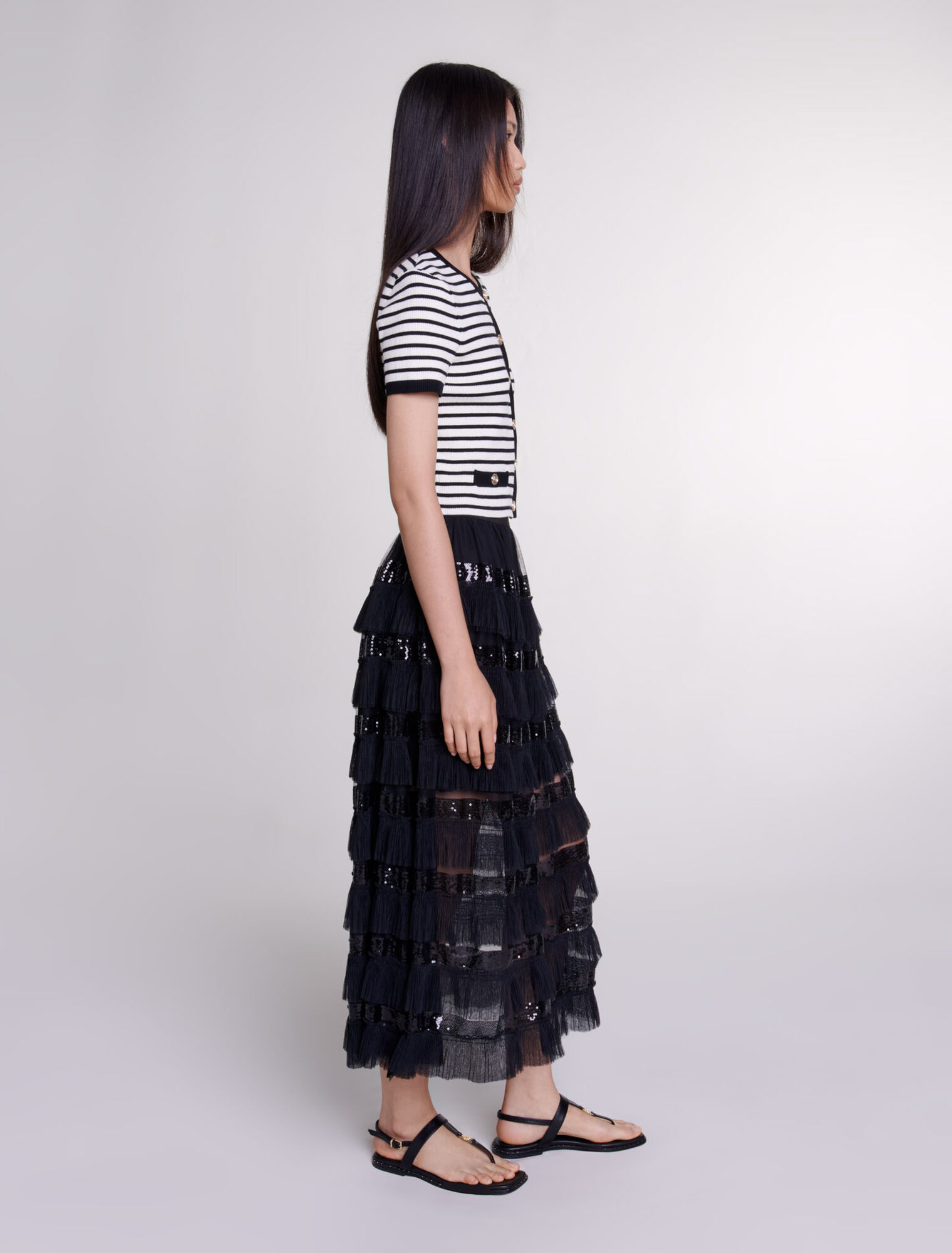 Ruffled maxi skirt