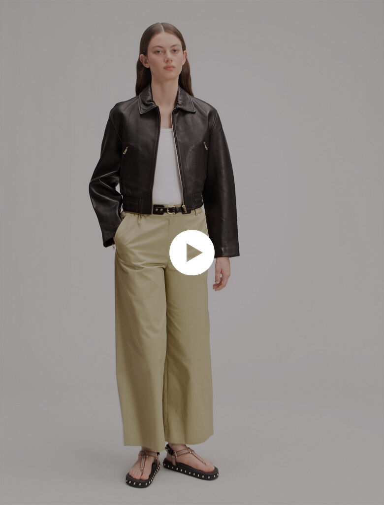 Leather jacket Black / Gray For Women | Maje