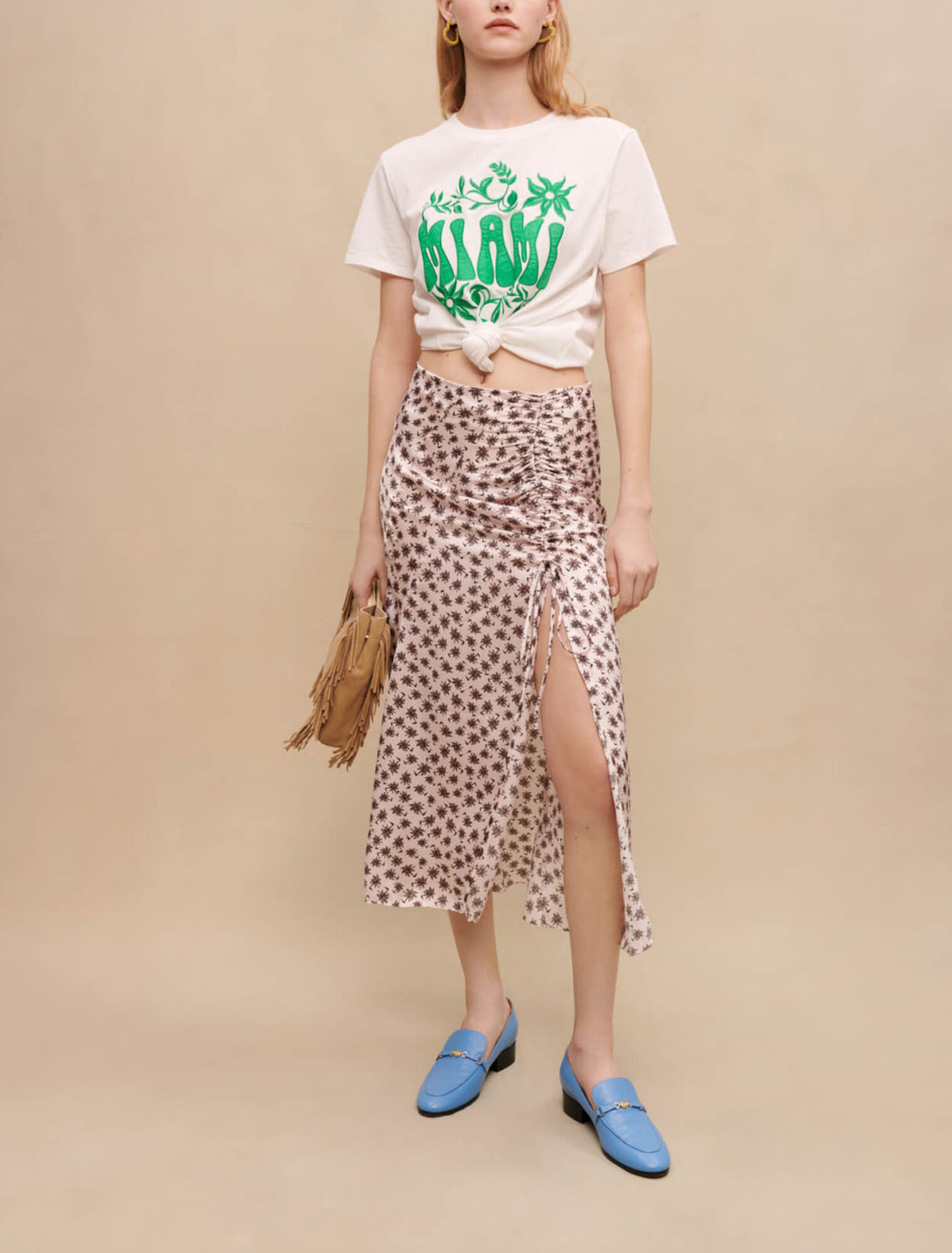 Slit midi skirt