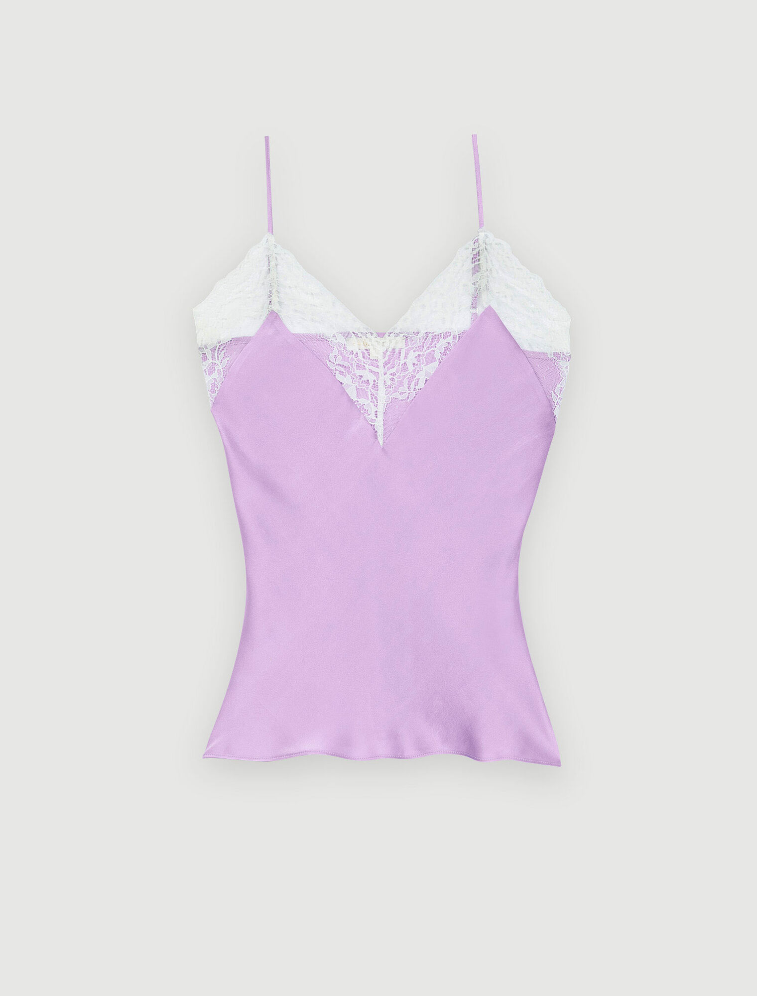 Silk satin and lace top