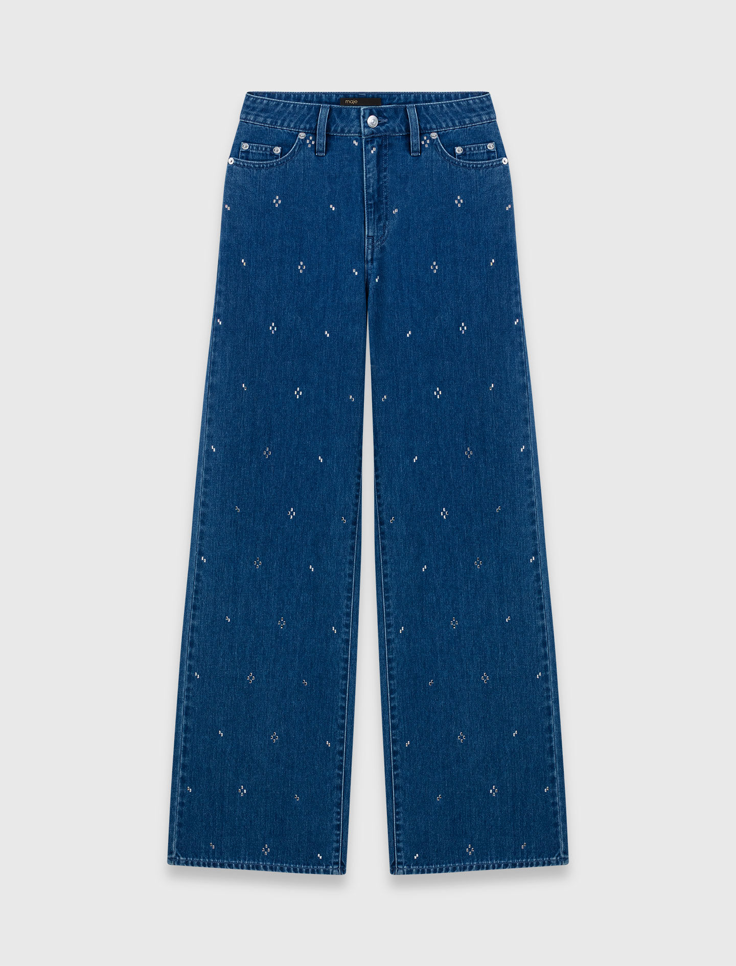 Wide jeans with rhinestones Blue For Women | Maje
