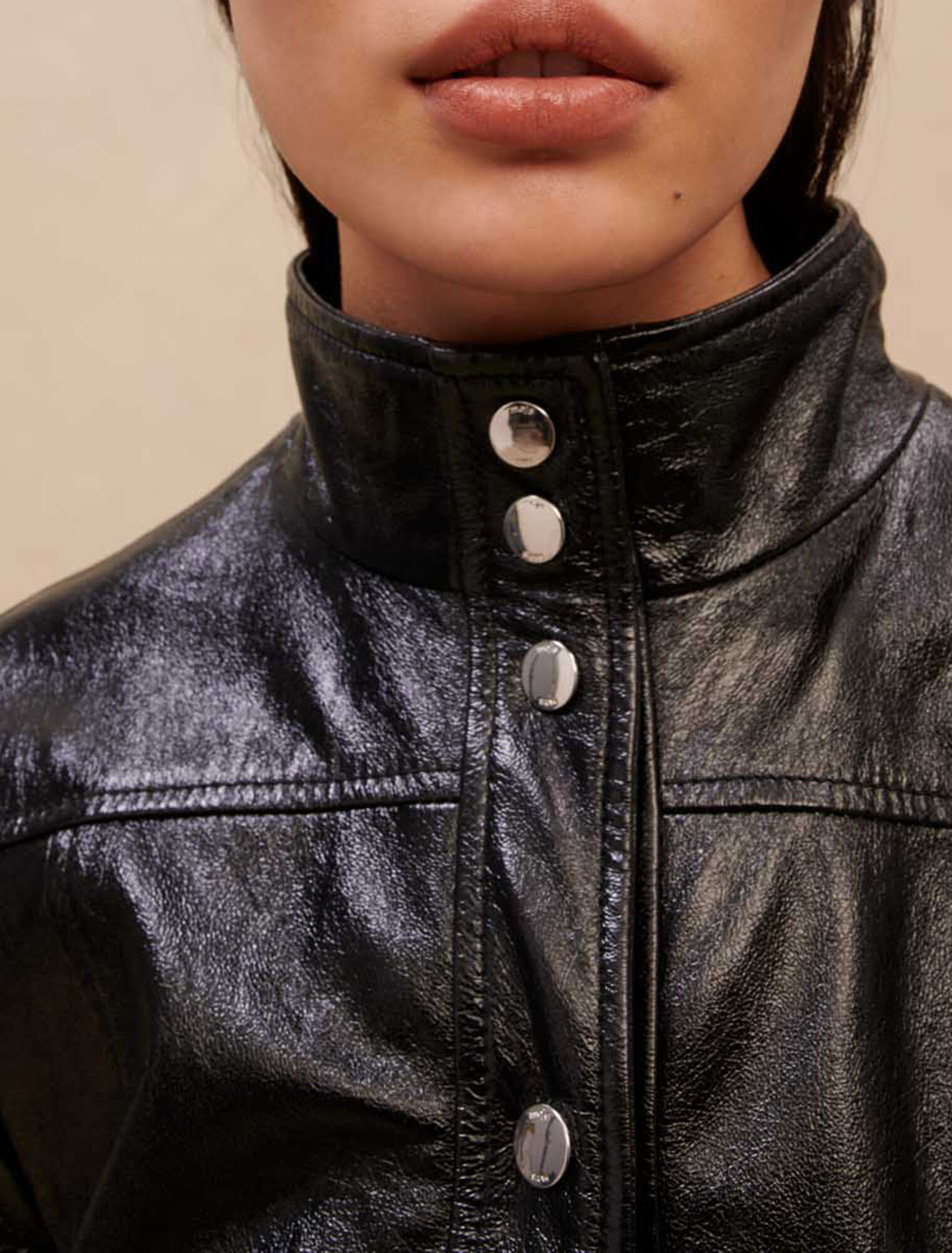 Black vinyl leather jacket