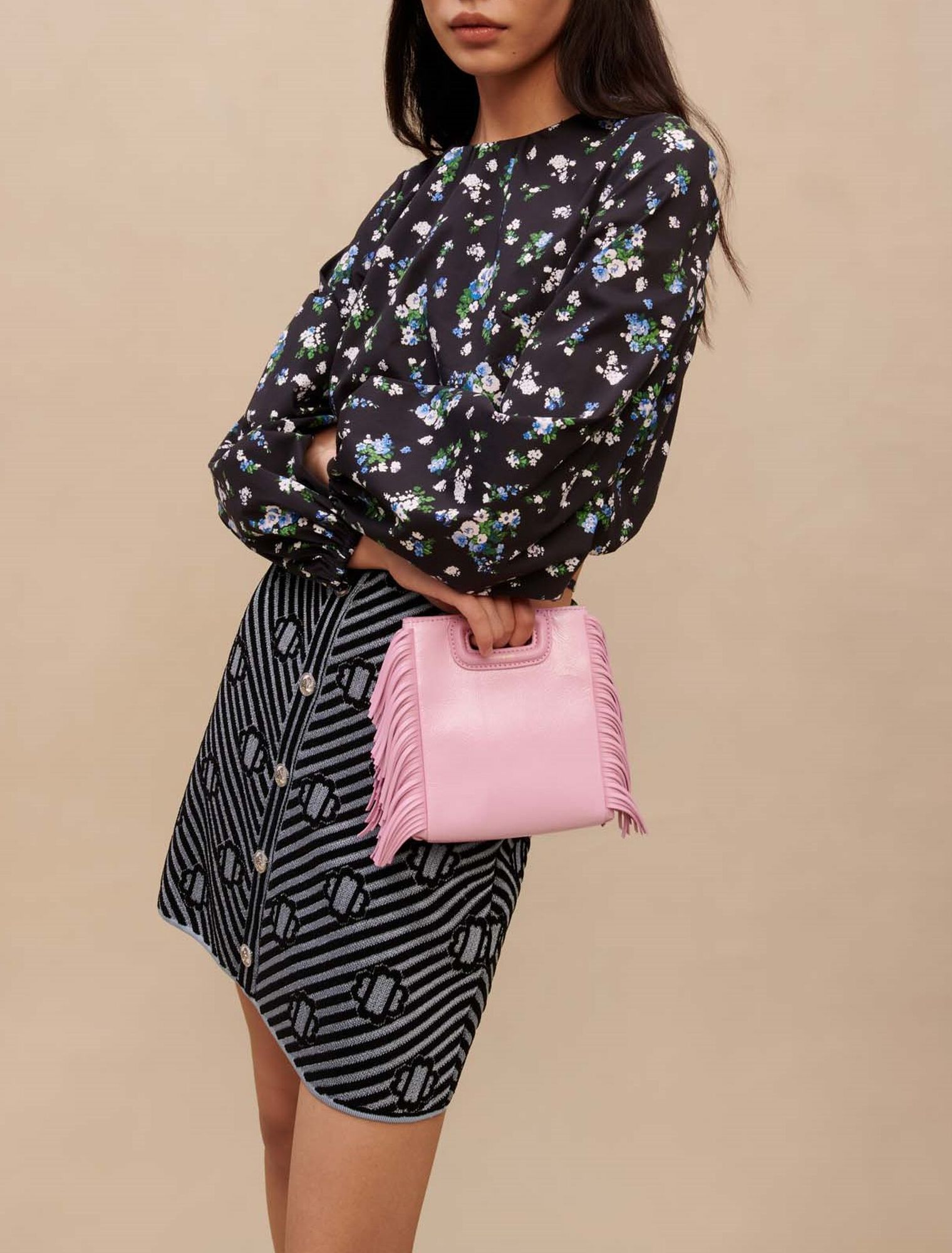 Pink leather mini M bag