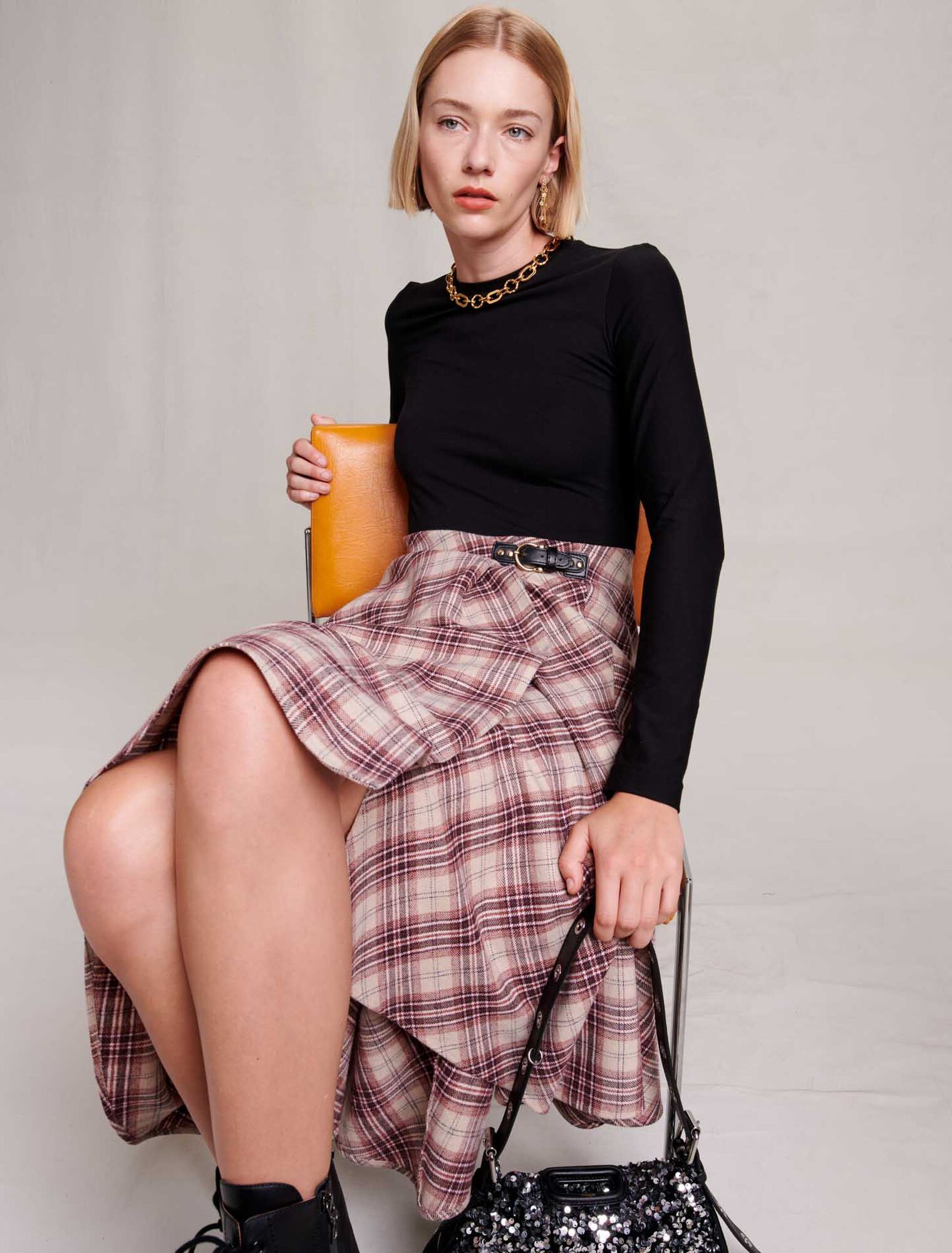 Asymmetrical flannel dress