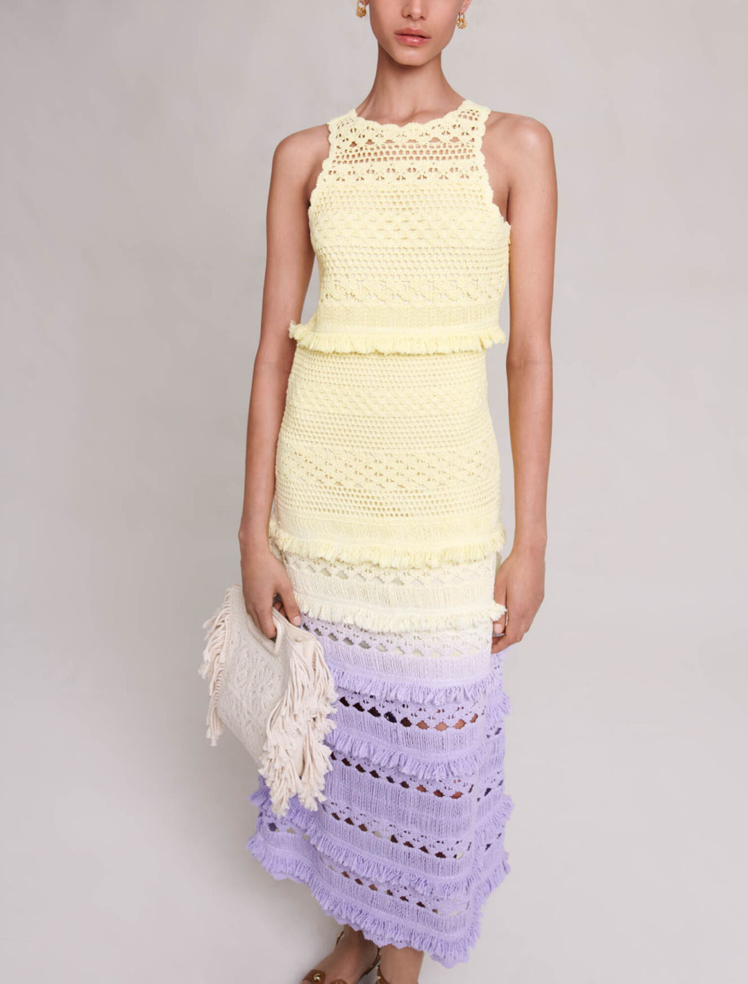 Crochet-knit maxi dress