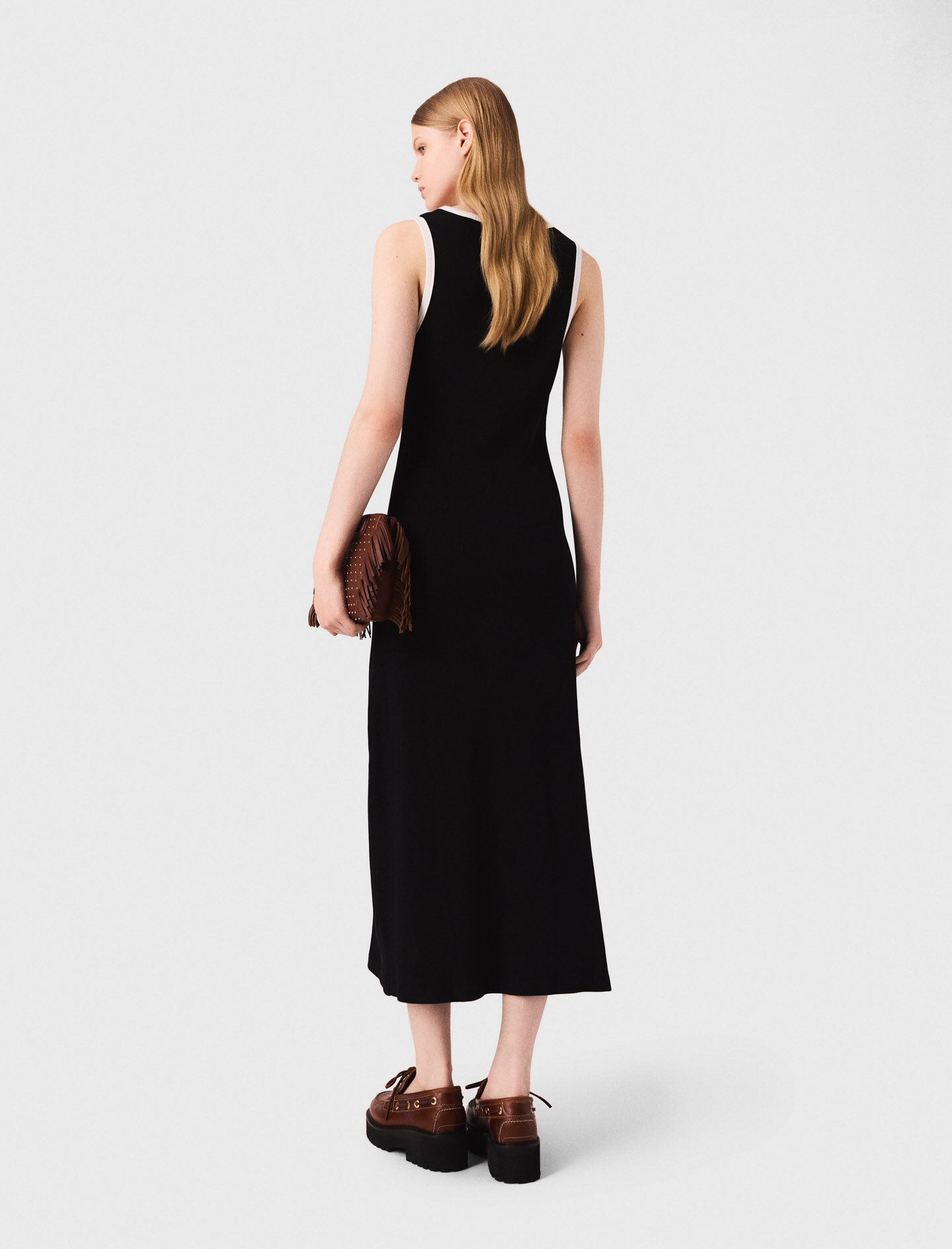 Jersey tank dress Black / Gray For Women | Maje