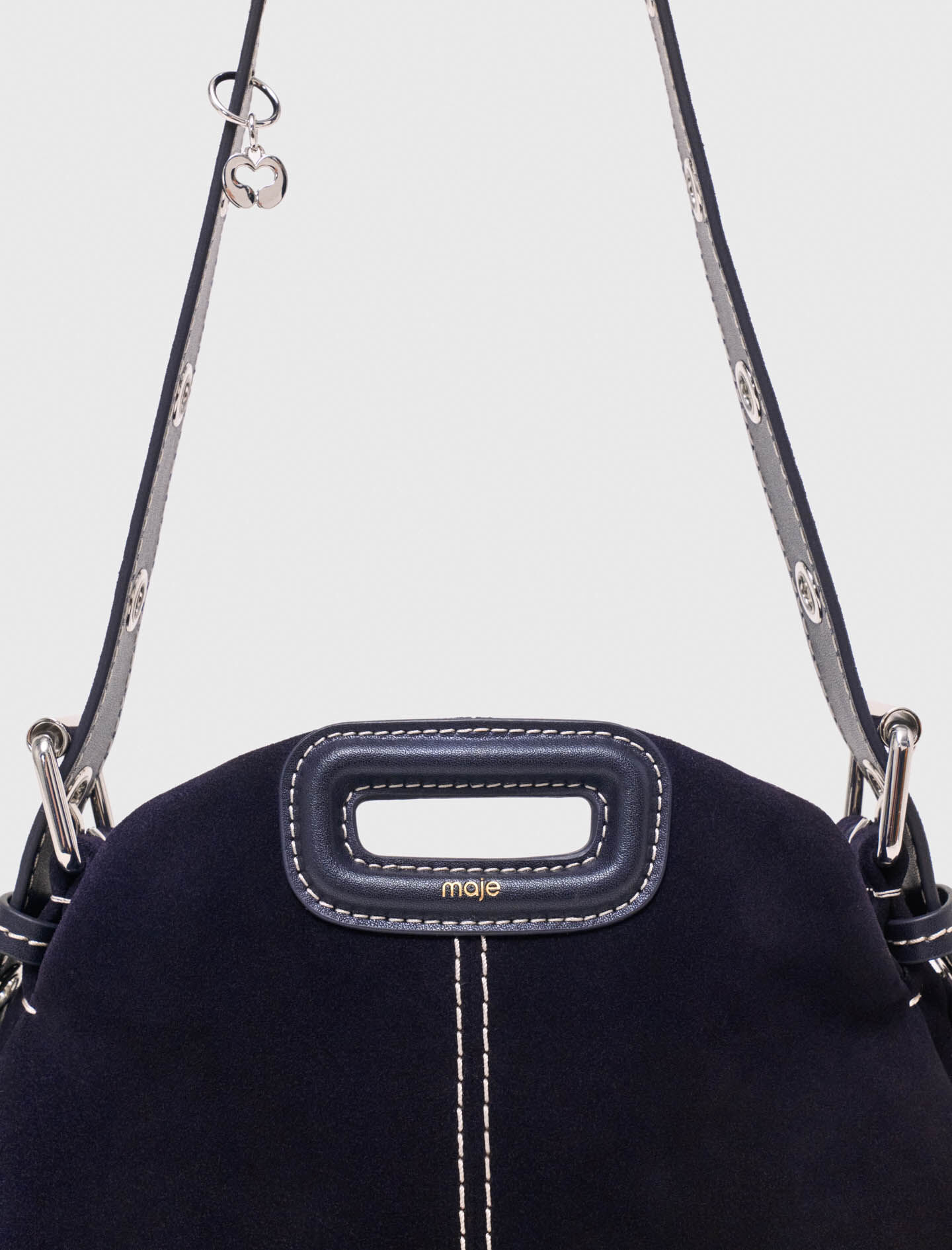 Topstitched suede mini Miss M bag Blue For Women | Maje