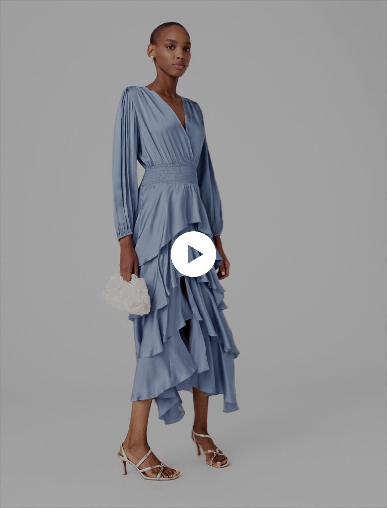 Ruffled maxi dress Blue For Women | Maje