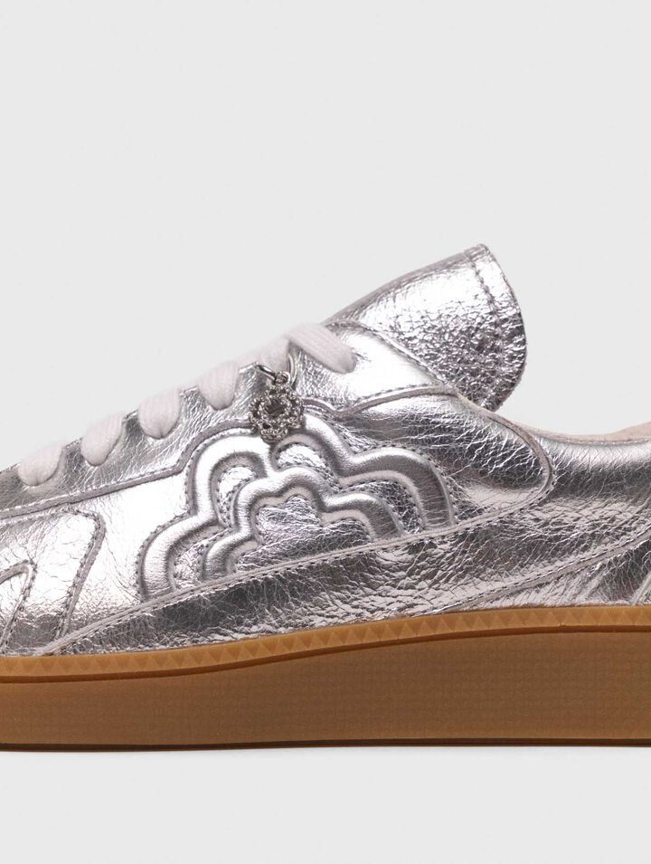Metallic leather trainers