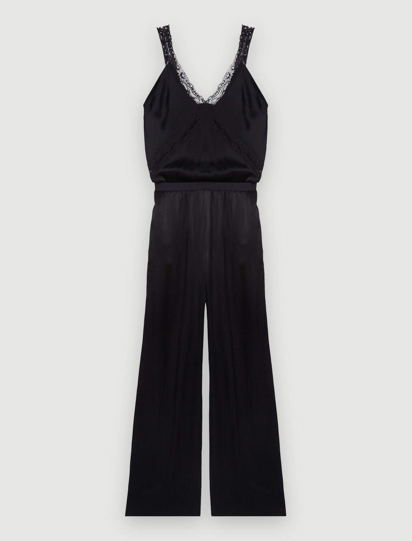 Satin jumpsuit with straps