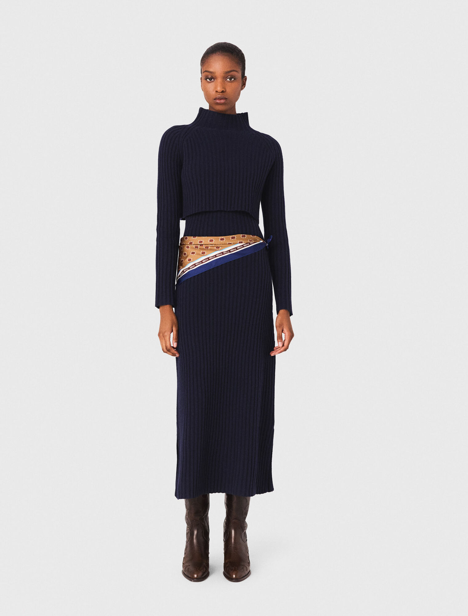 Knit dress with removable sweater