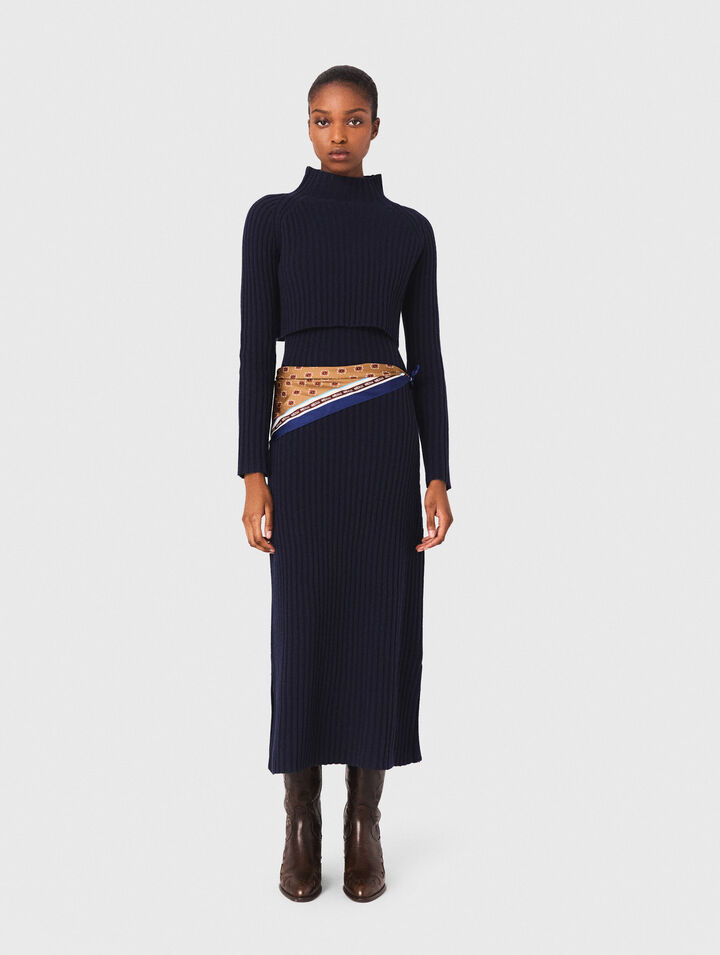 Knit dress with removable sweater