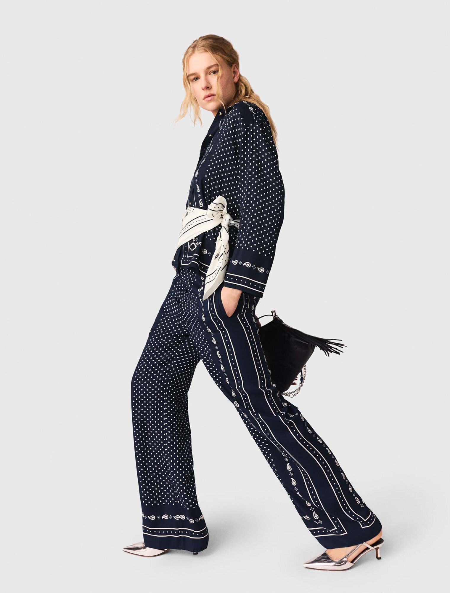 Printed fluid trousers