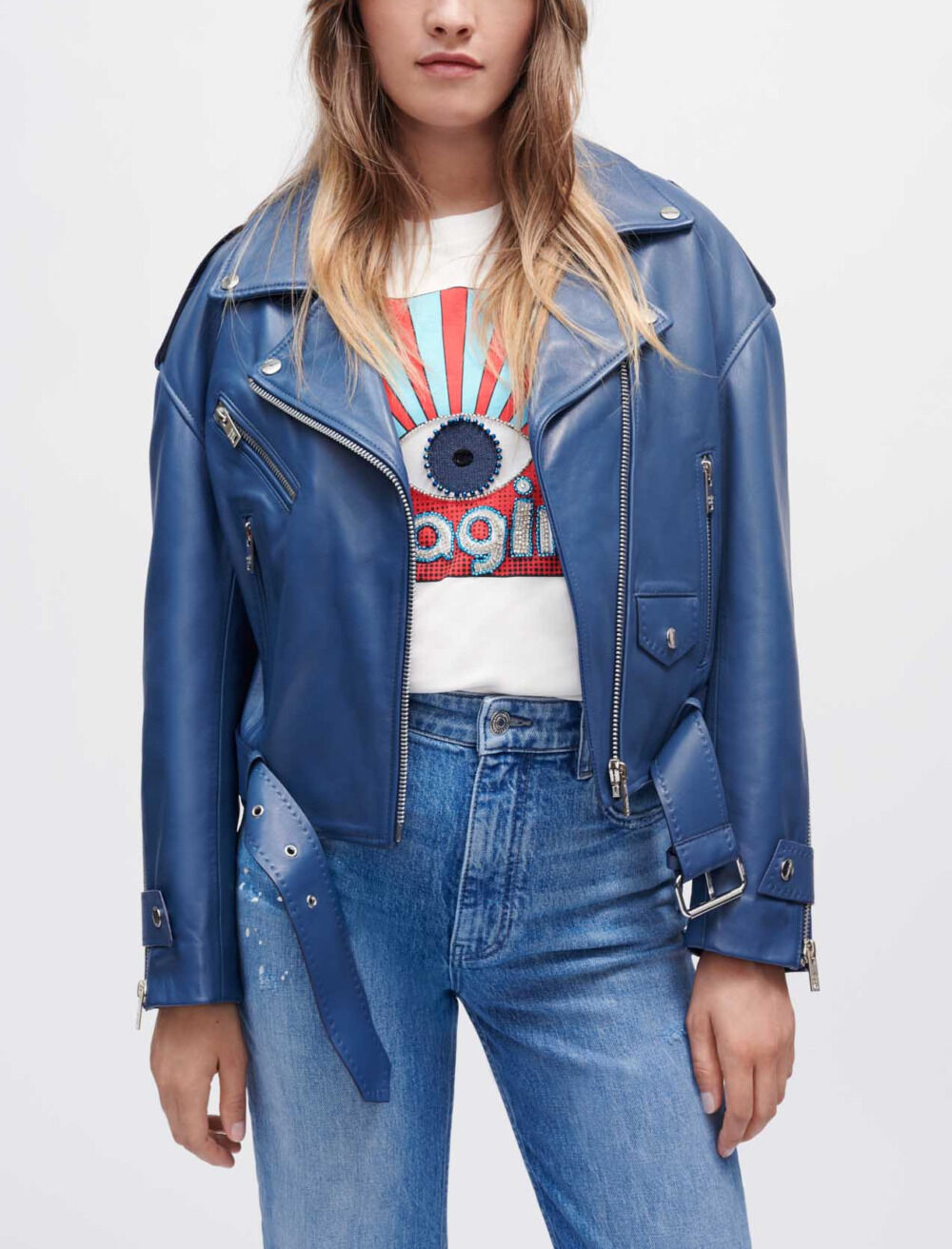 Leather biker style jacket
