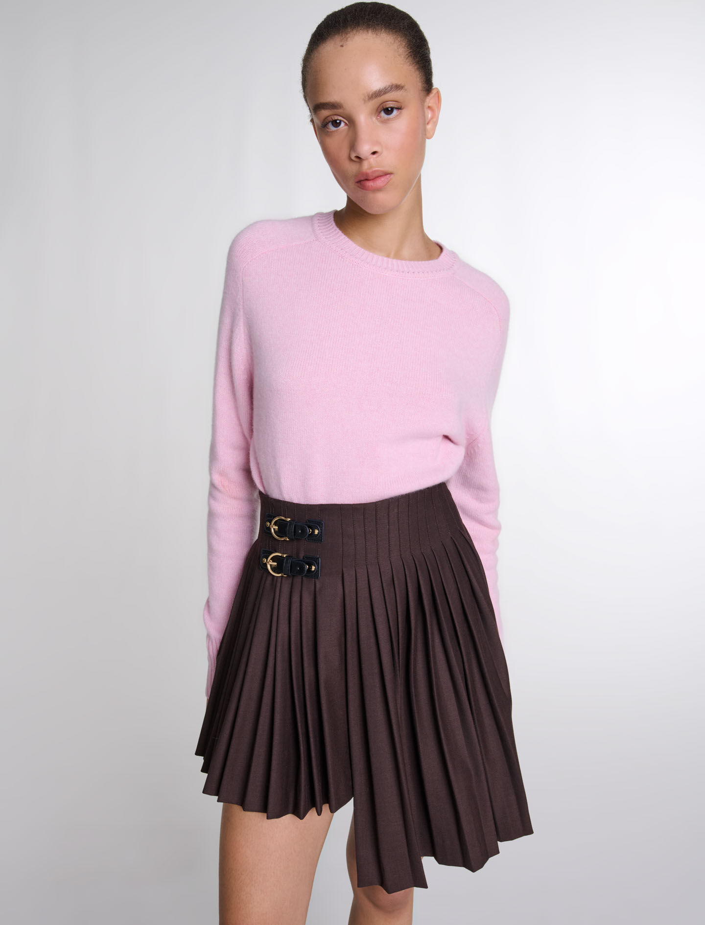 激安大特価！ Asymmetrical pleated Maje | Women For Brown skirt short スカート