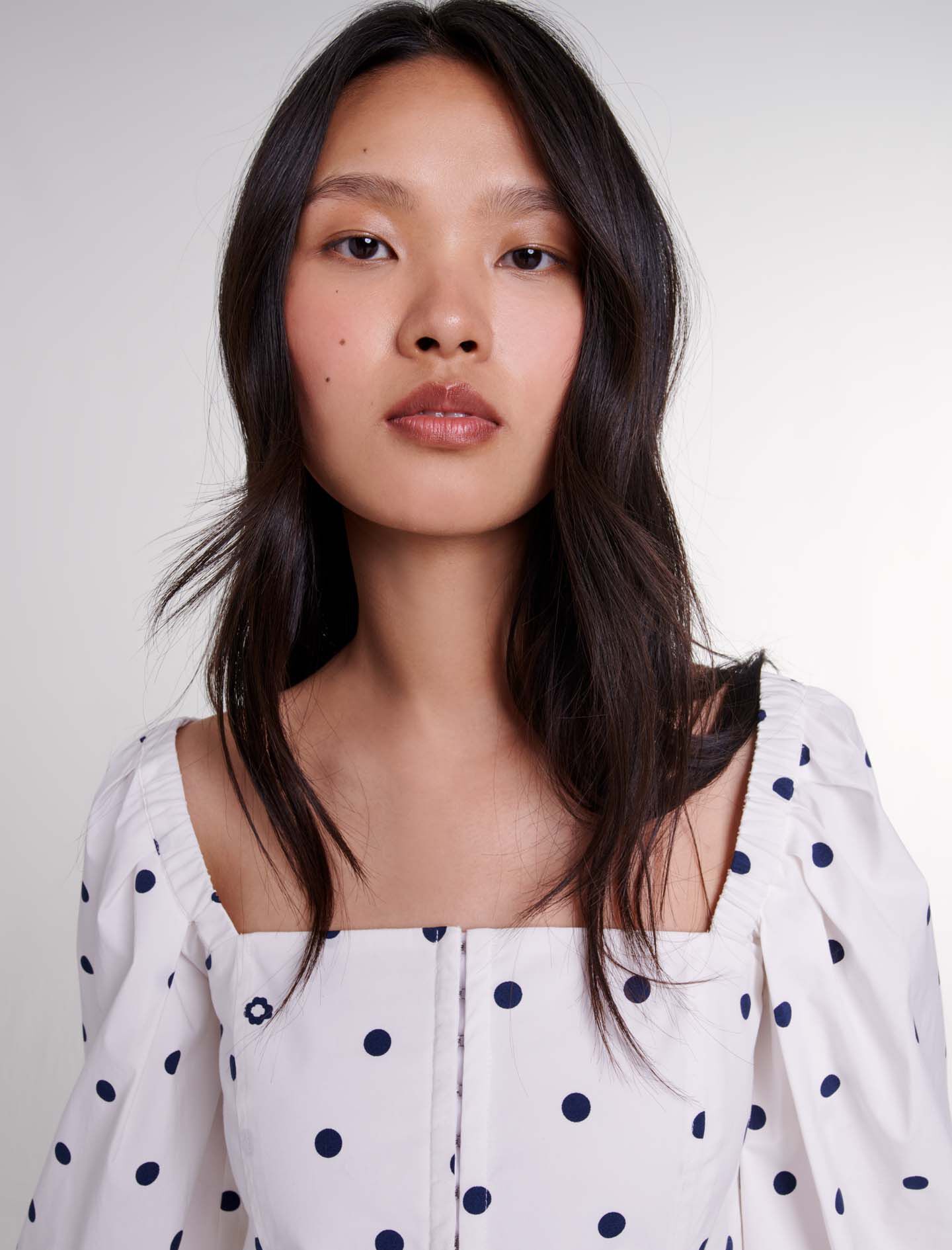 Puff-sleeved top White For Women | Maje