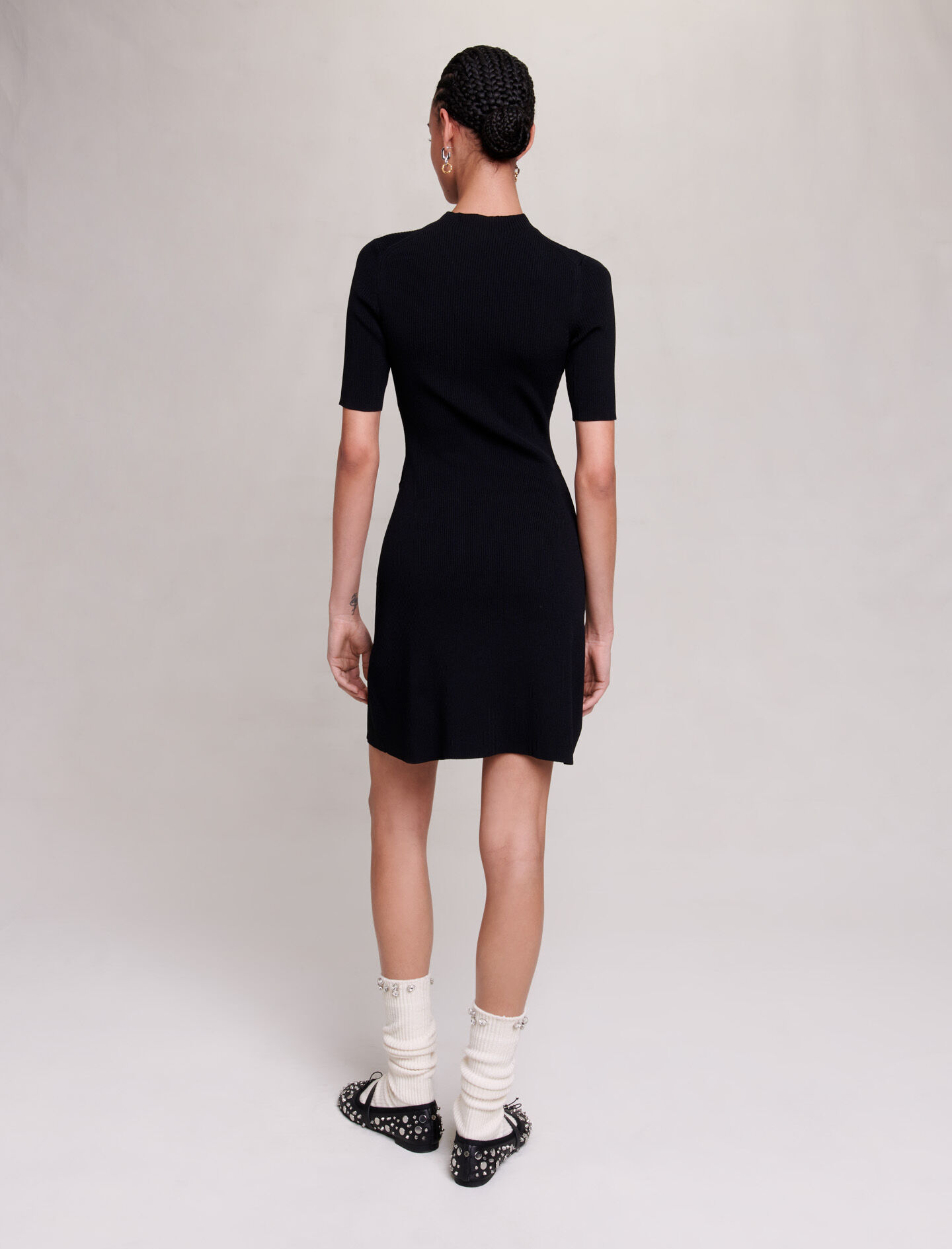 Dress in ribbed knit Black / Gray For Women | Maje
