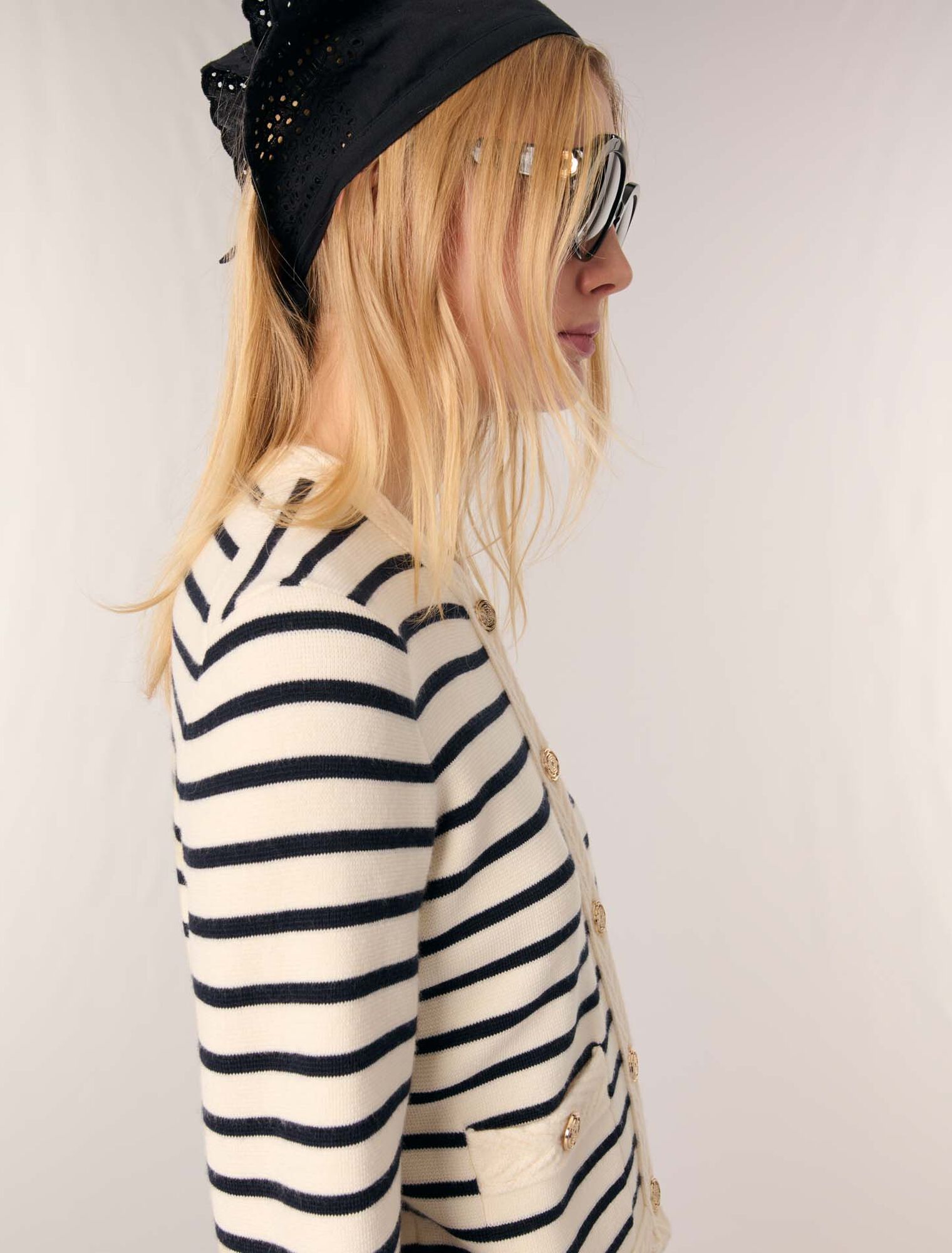 Striped knit cardigan