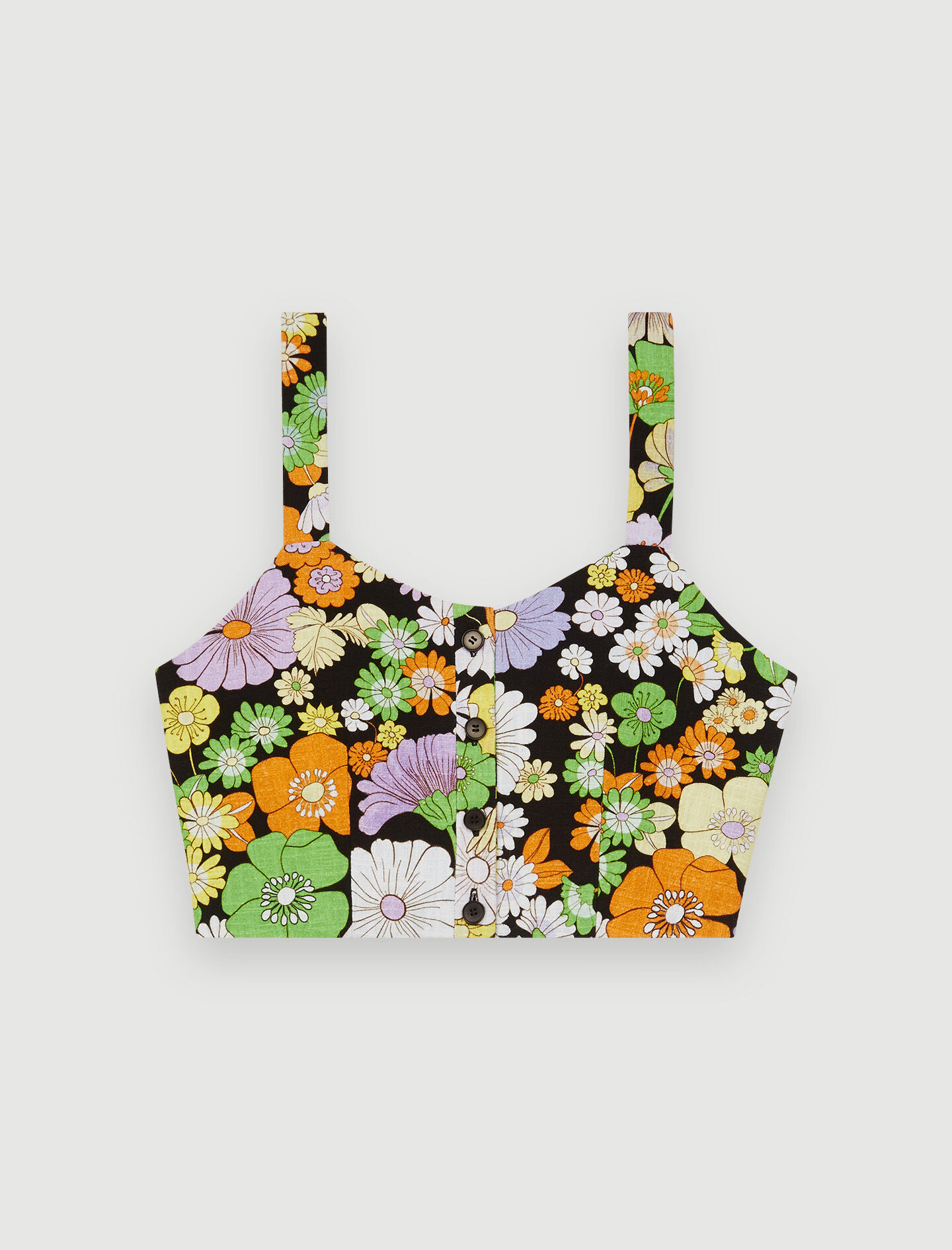 70's floral printed crop top