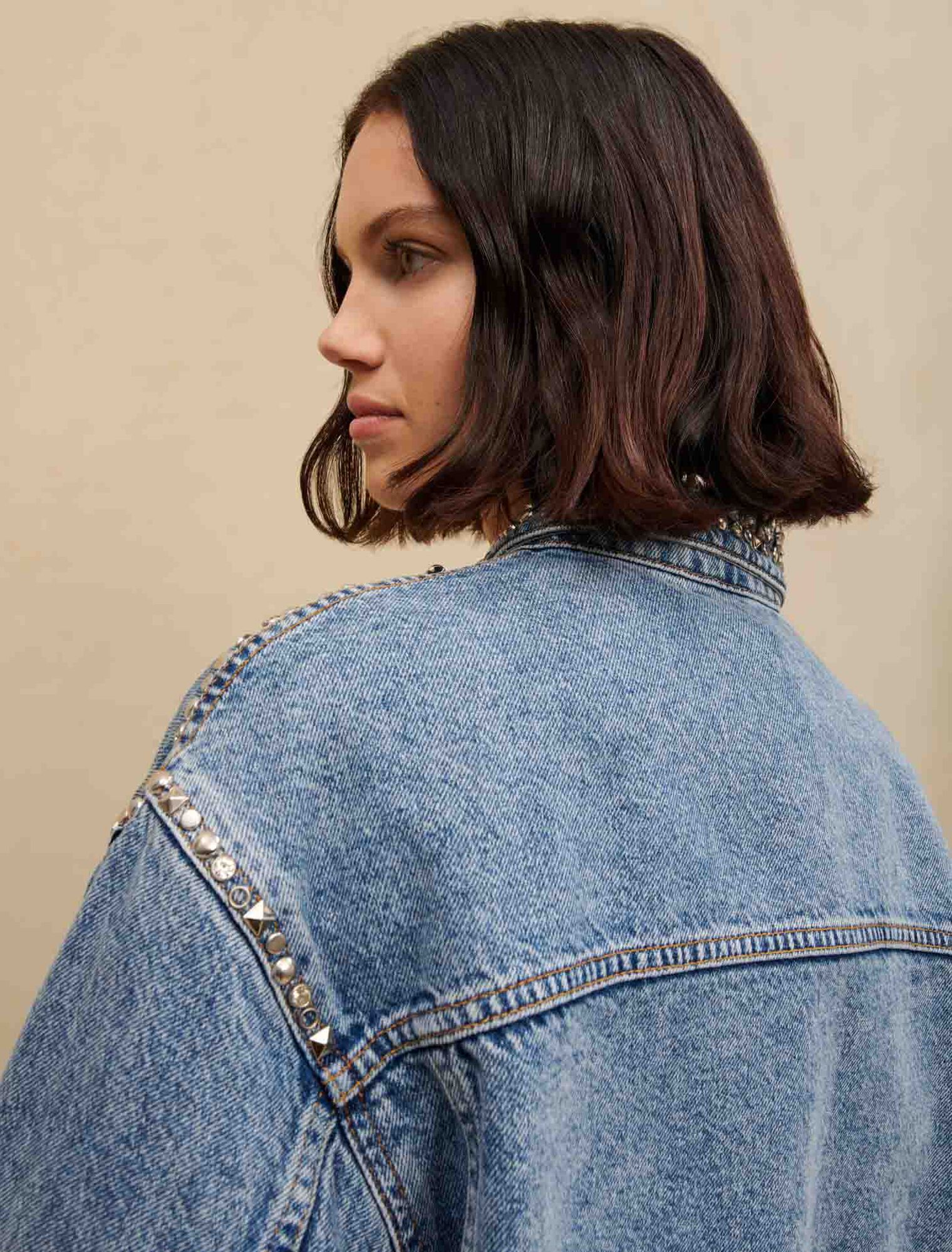 Denim jacket with rhinestones