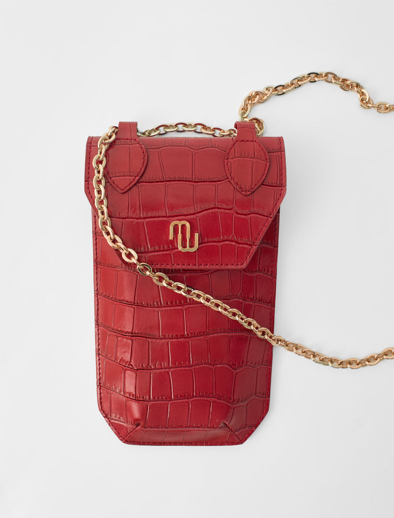 Croco embossed leather phone holder