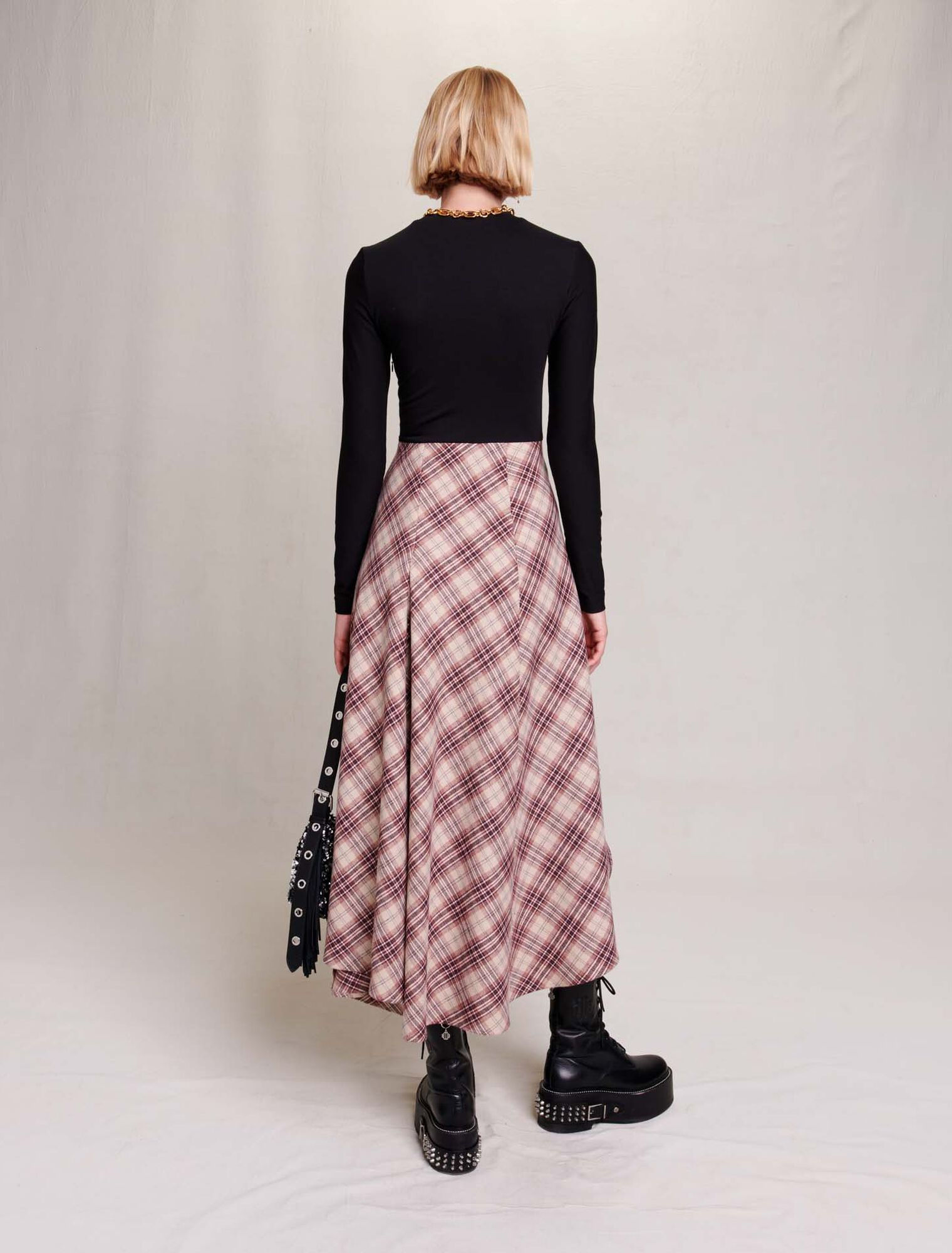 Asymmetrical flannel dress