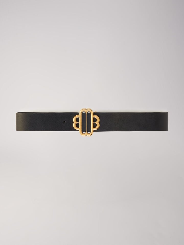Leather belt with Clover logo