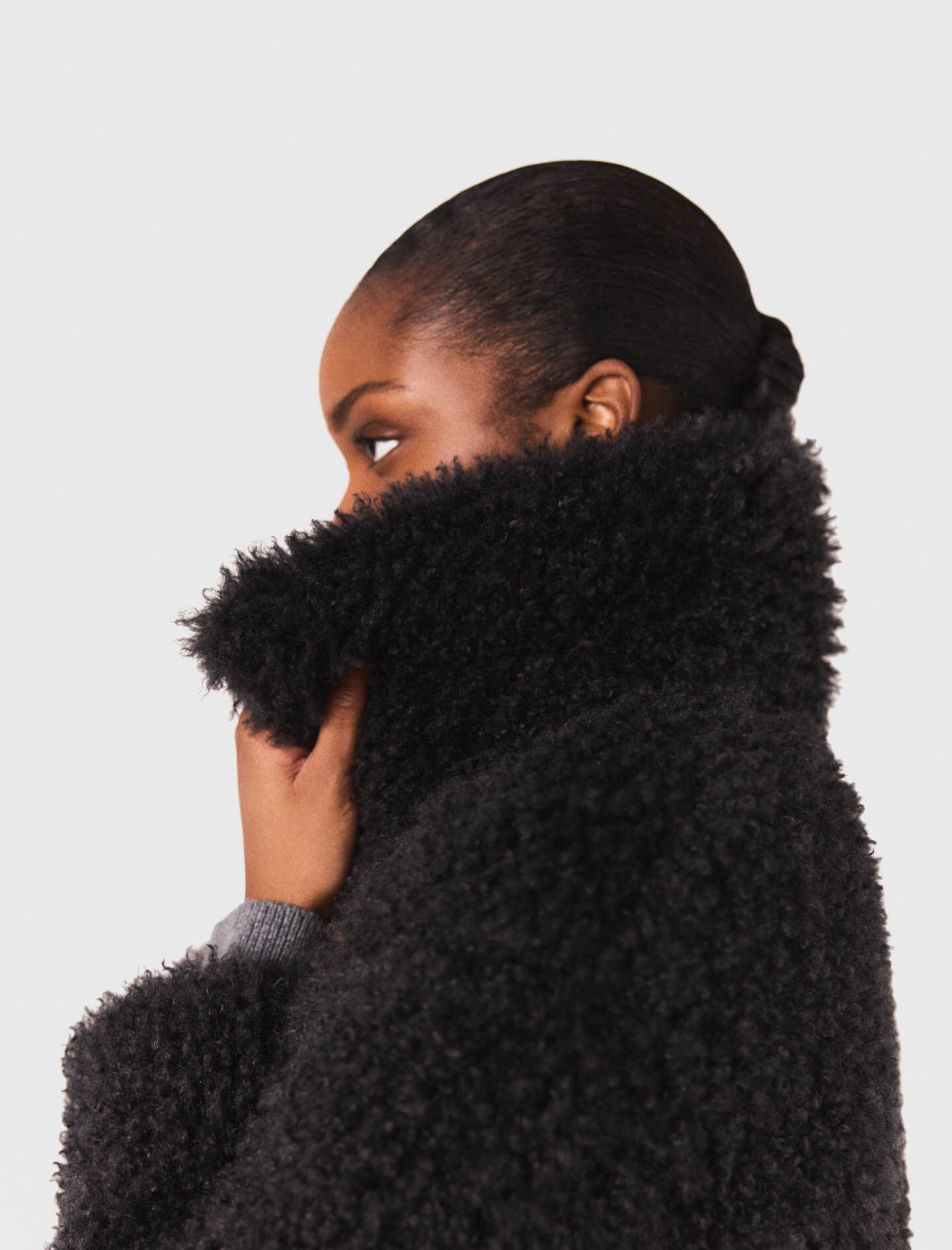 Short curly coat Black / Gray For Women | Maje