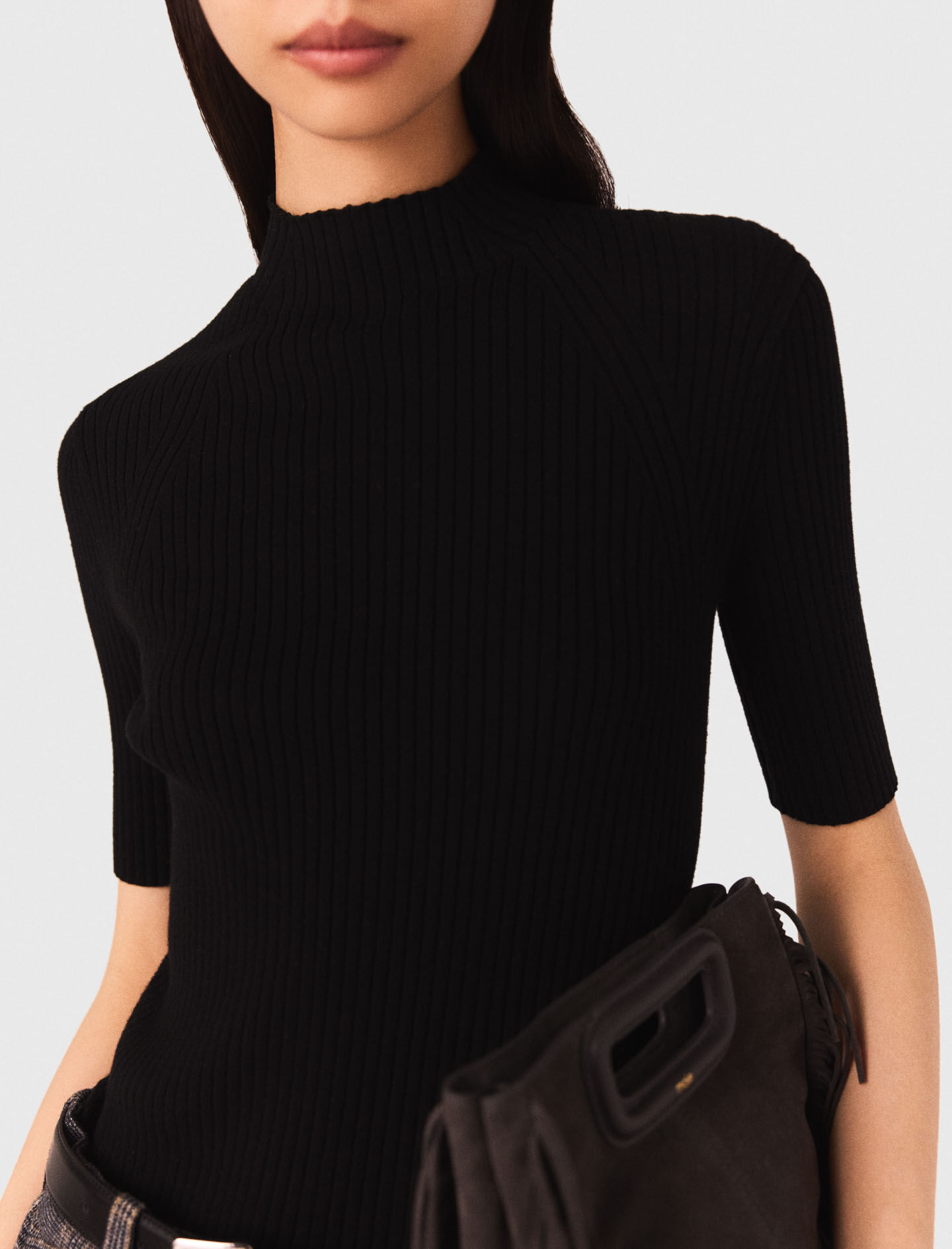 Rib knit top Black / Gray For Women | Maje