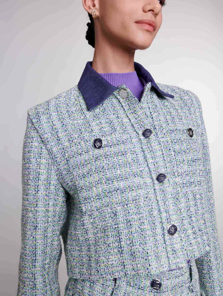 Contrast tweed cropped jacket